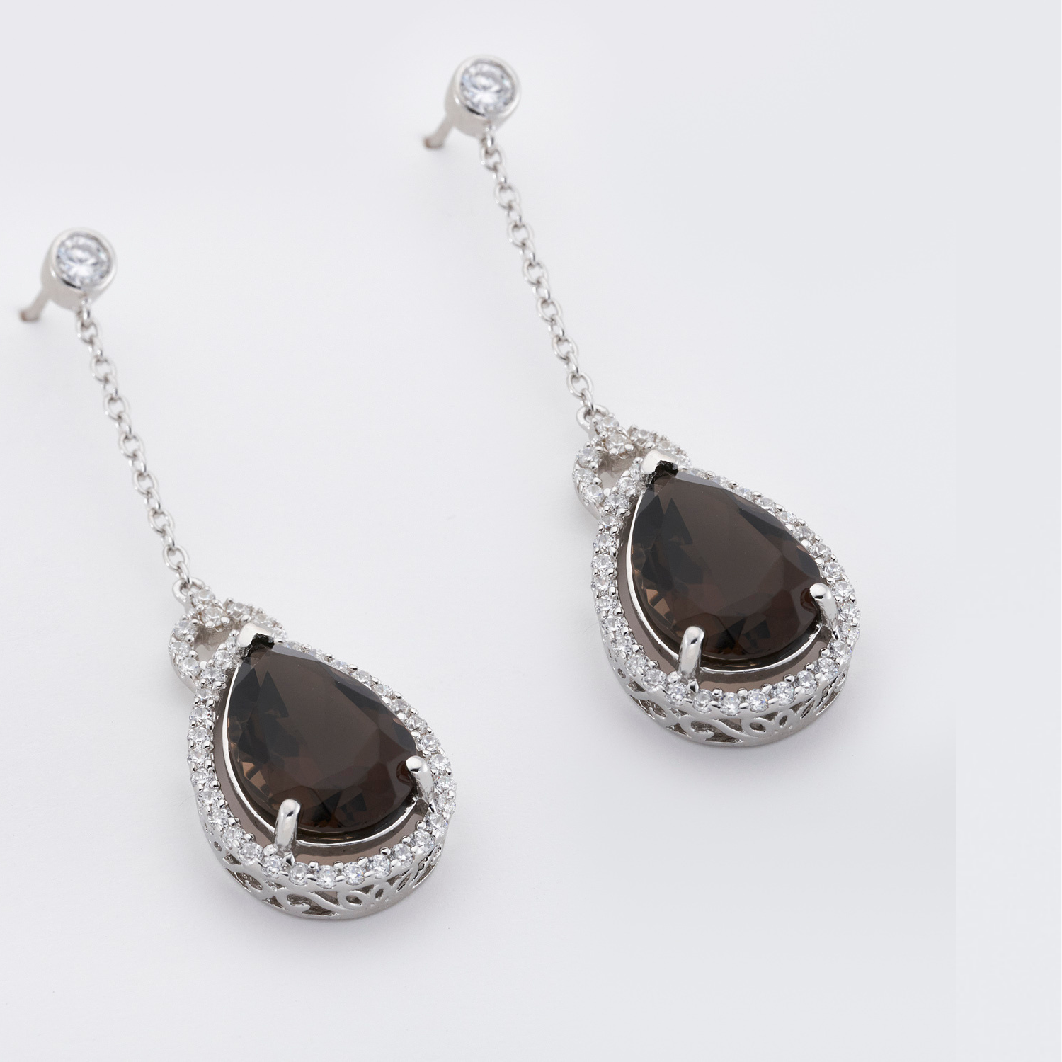 Pear Drop Smoky Quartz Earrings