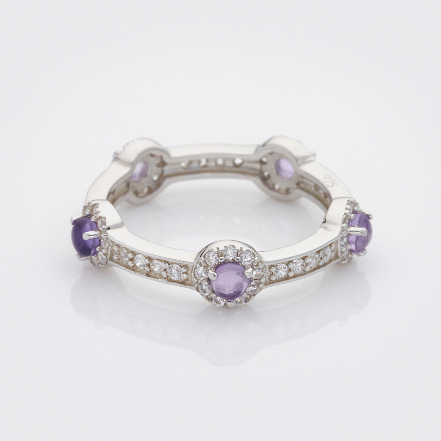 Amethyst Silver Stacking Ring
