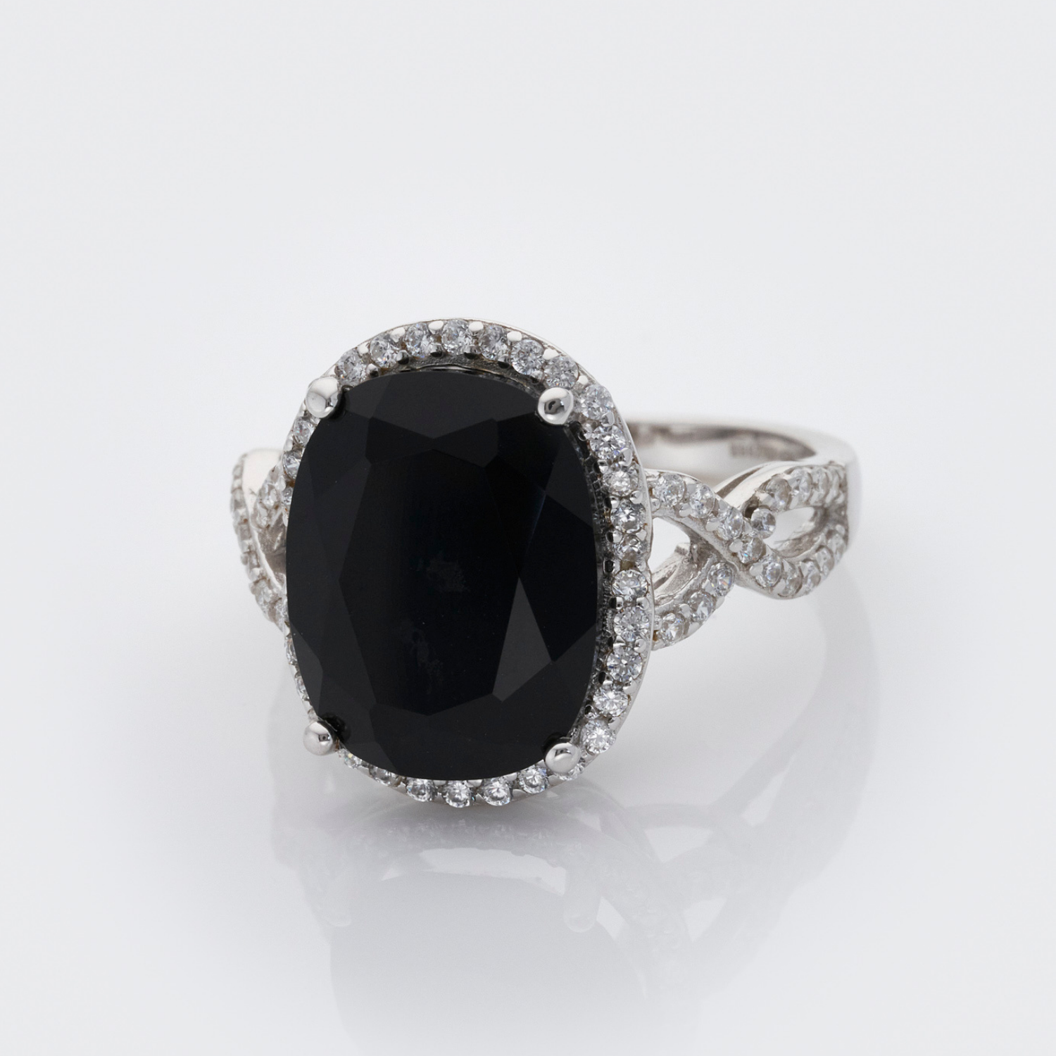 925 sterling silver black agate ring