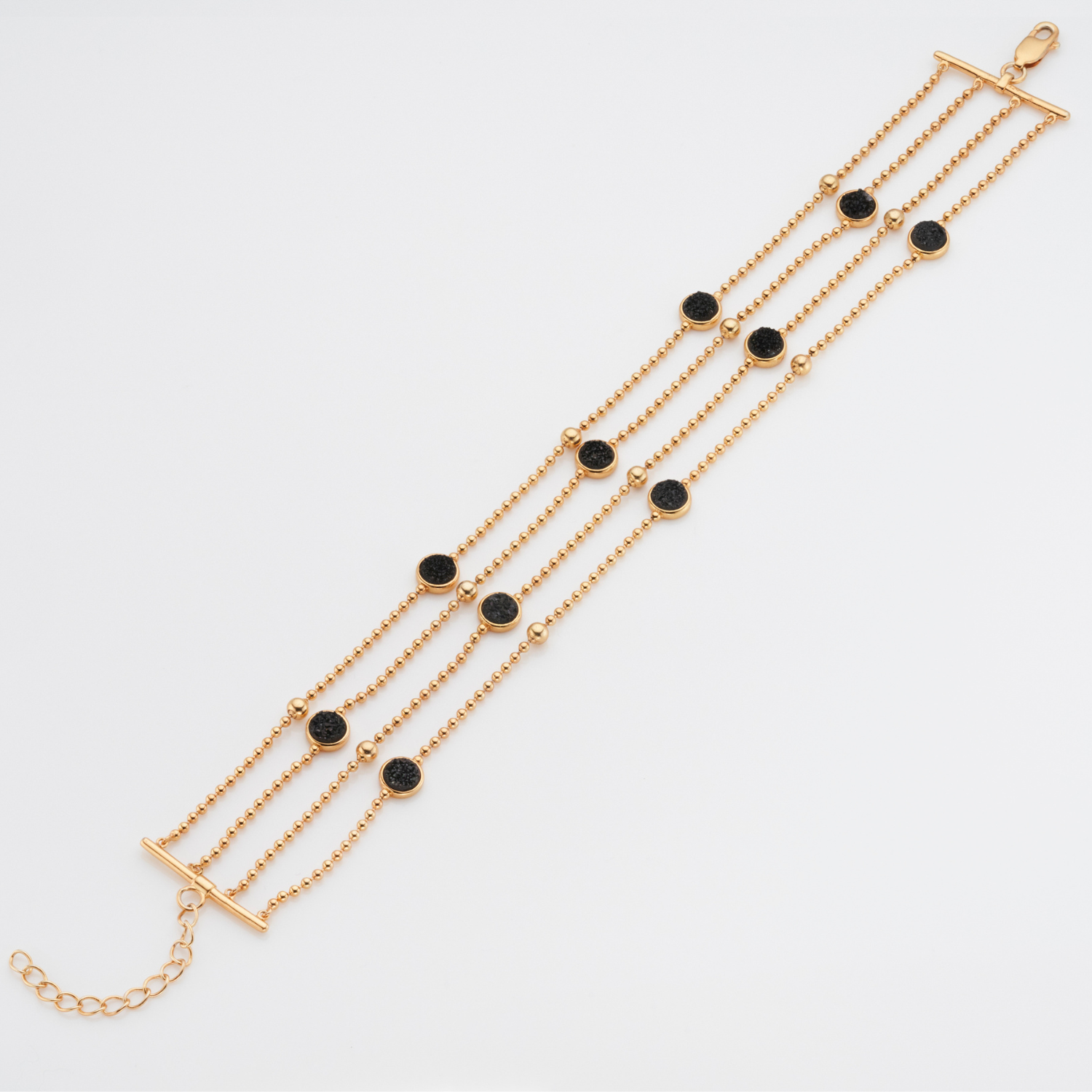 18k gold plated sterling silver Black Druzy bracelet