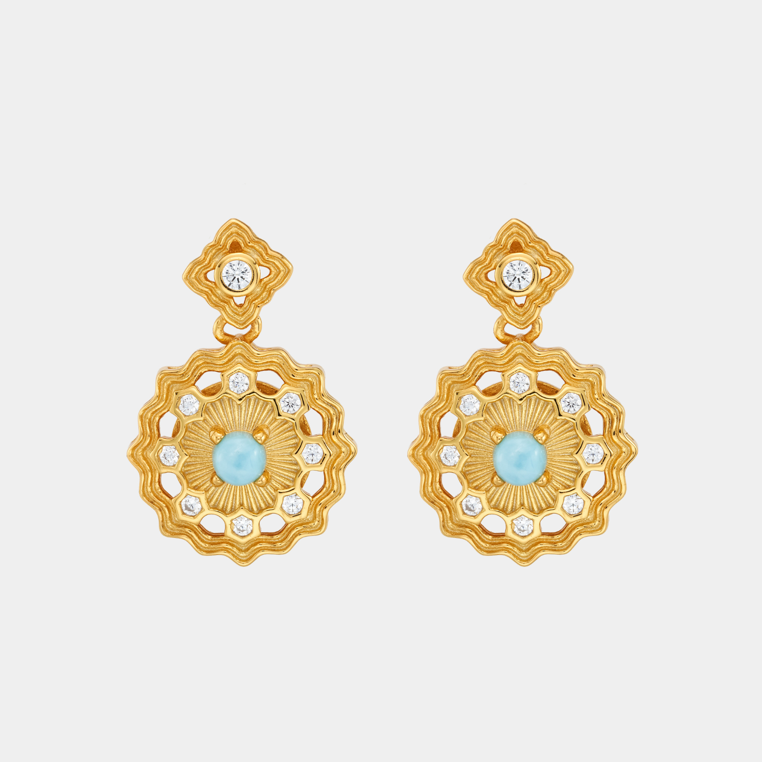 18k gold plated sterling silver blue larimar earrings