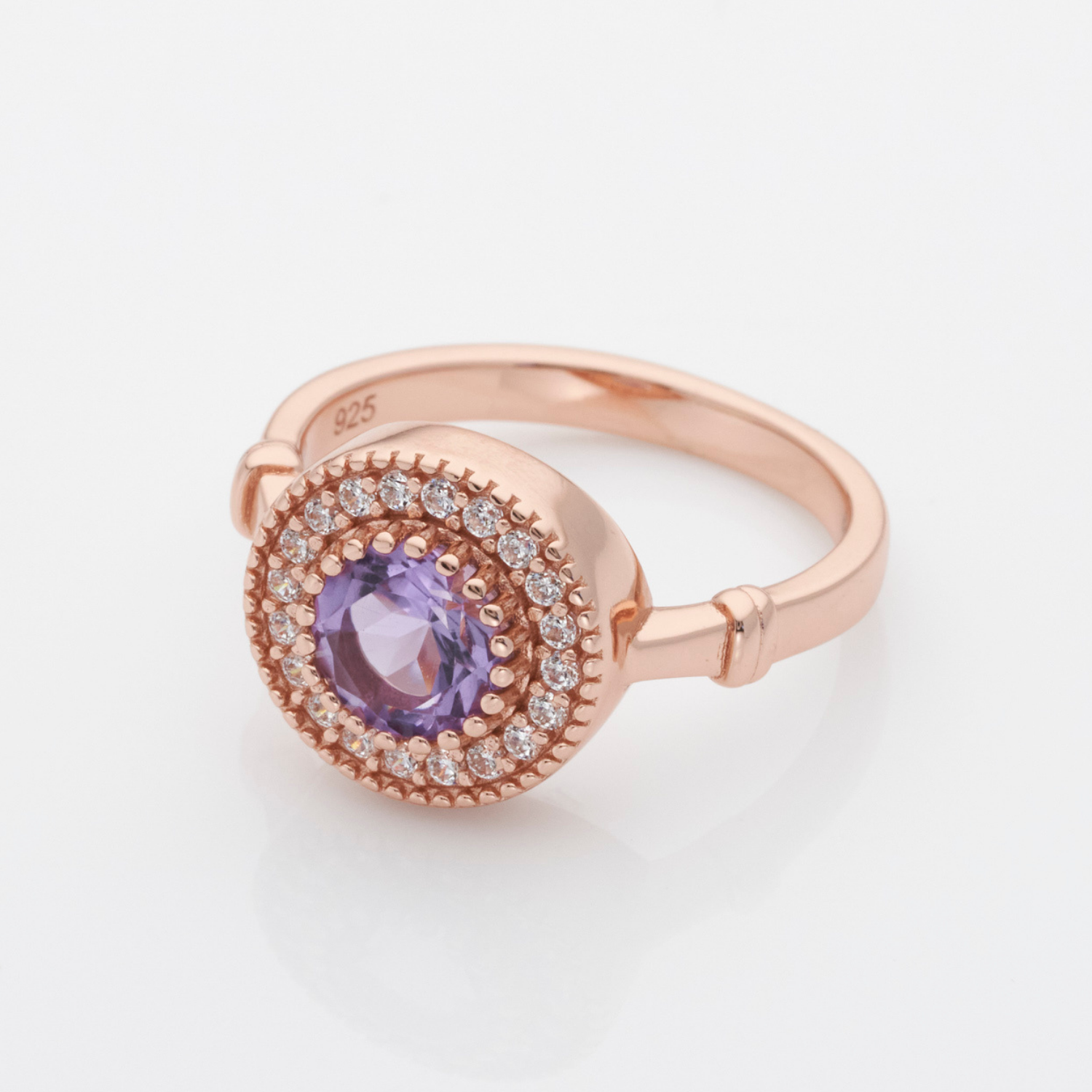 18k rose gold plated sterling silver Amethyst ring