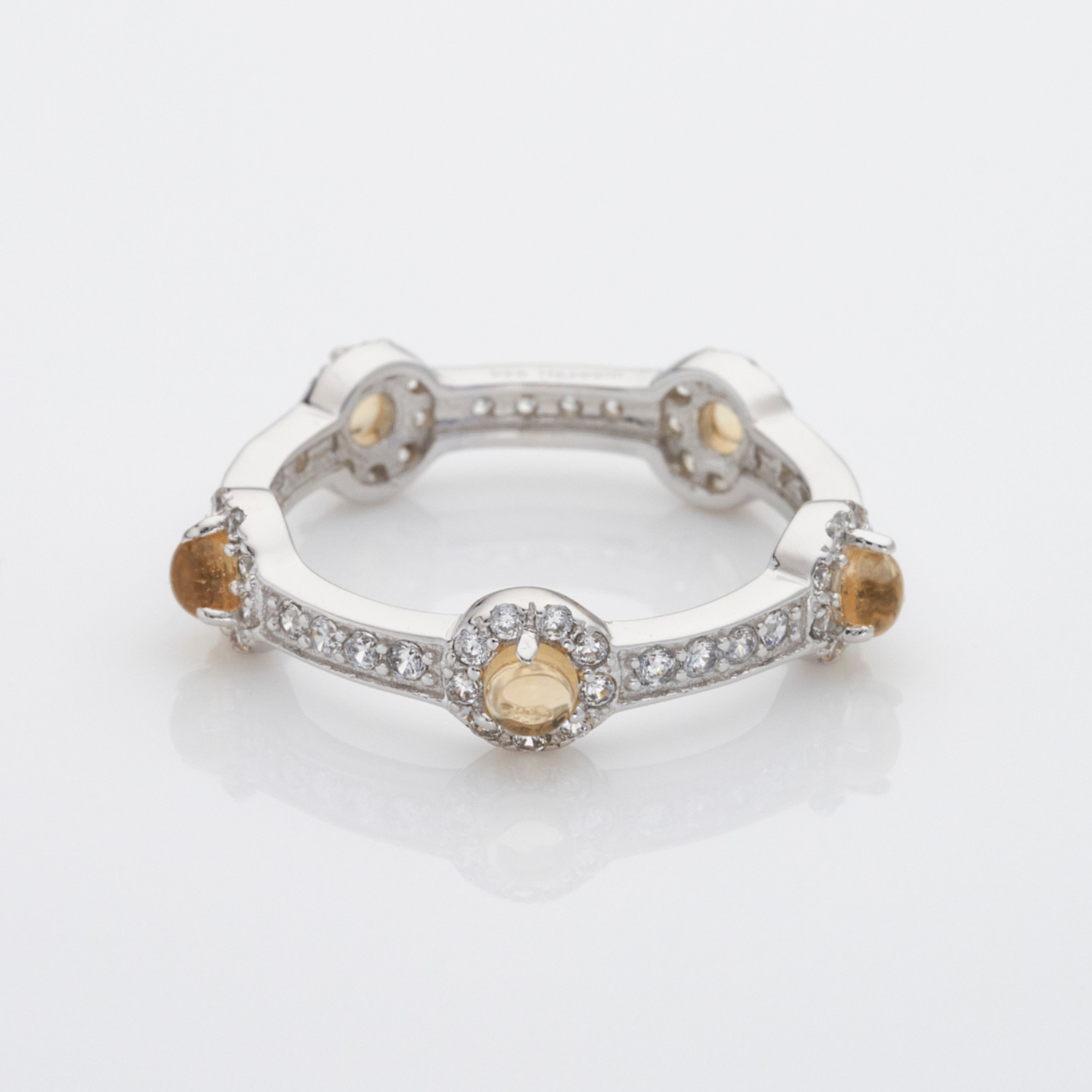 rhodium plated sterling silver Citrine stacking ring