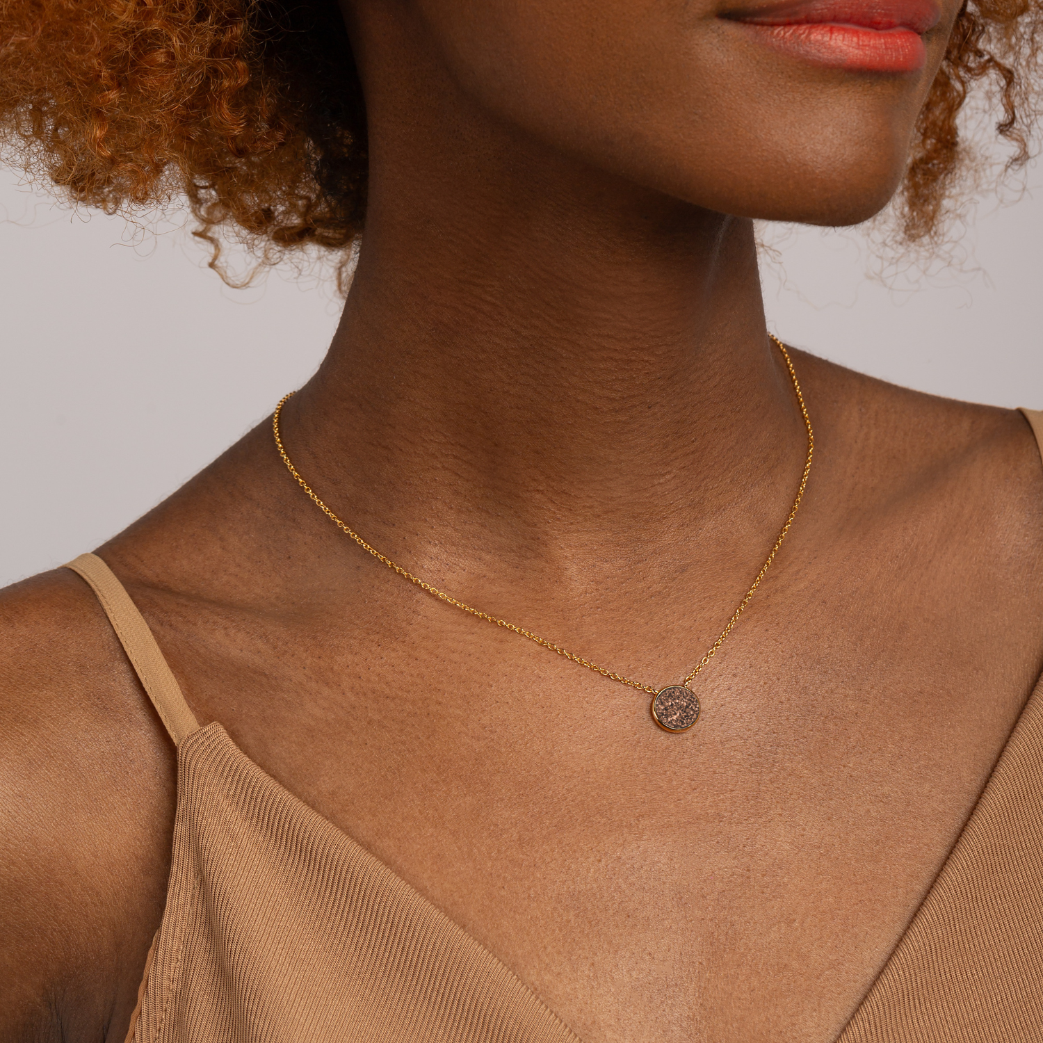 18k gold plated sterling silver Coffee Druzy necklace