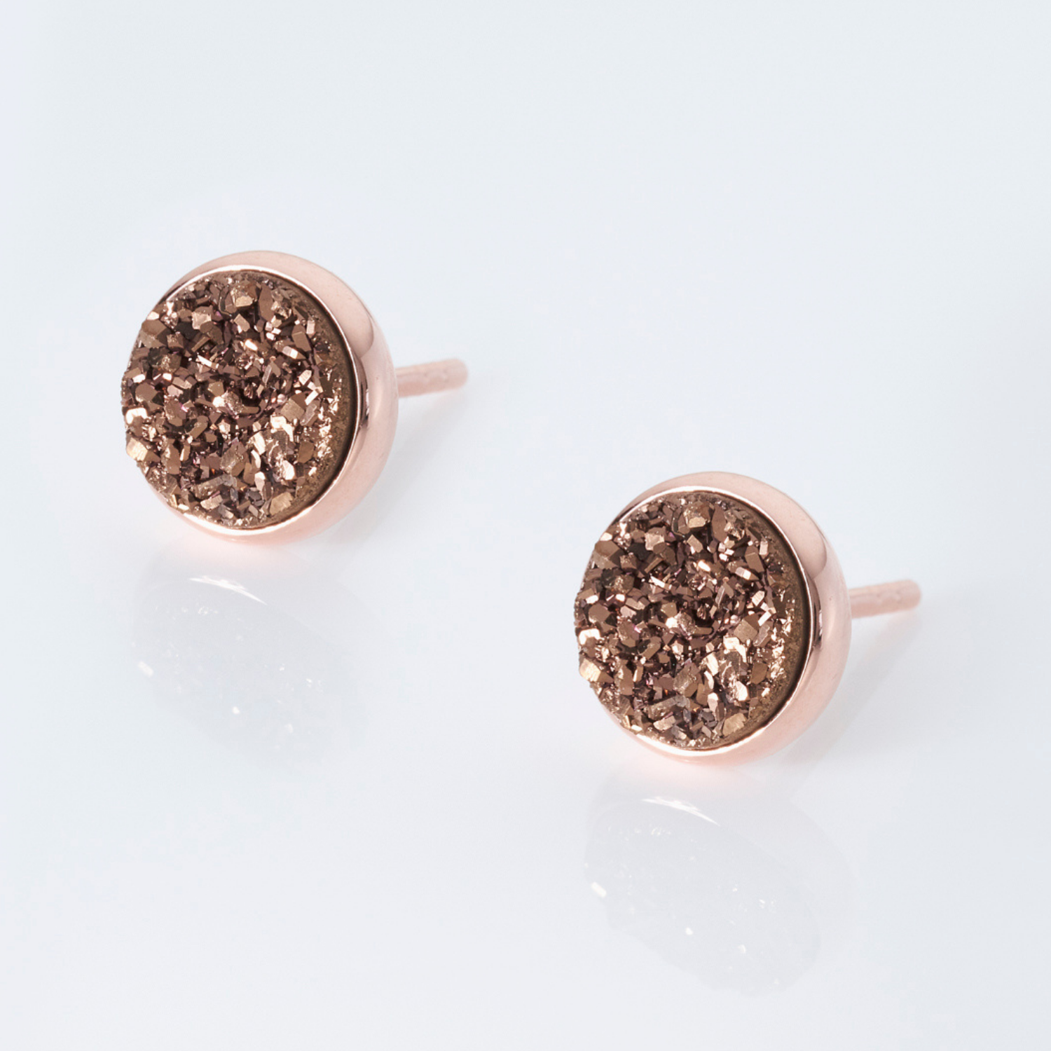 18k rose gold plated sterling silver Coffee Druzy stud earrings