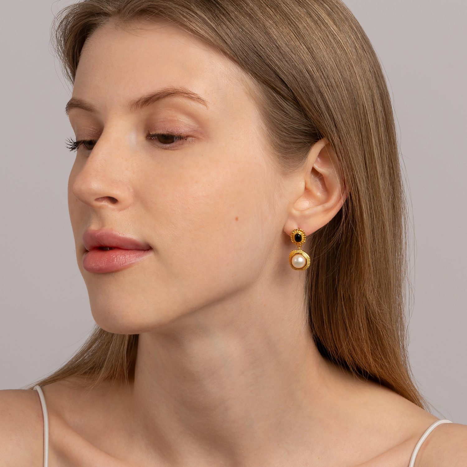Victoria Pearl Earrings - model