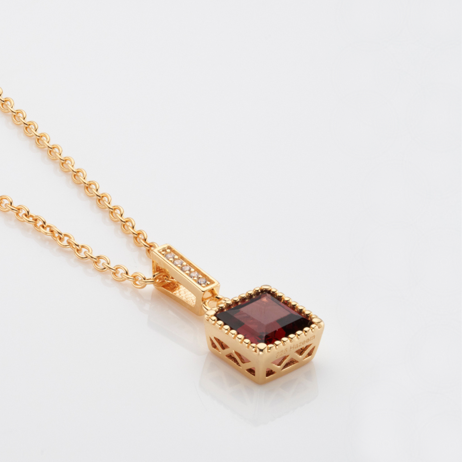 18k gold plated sterling silver Garnet necklace