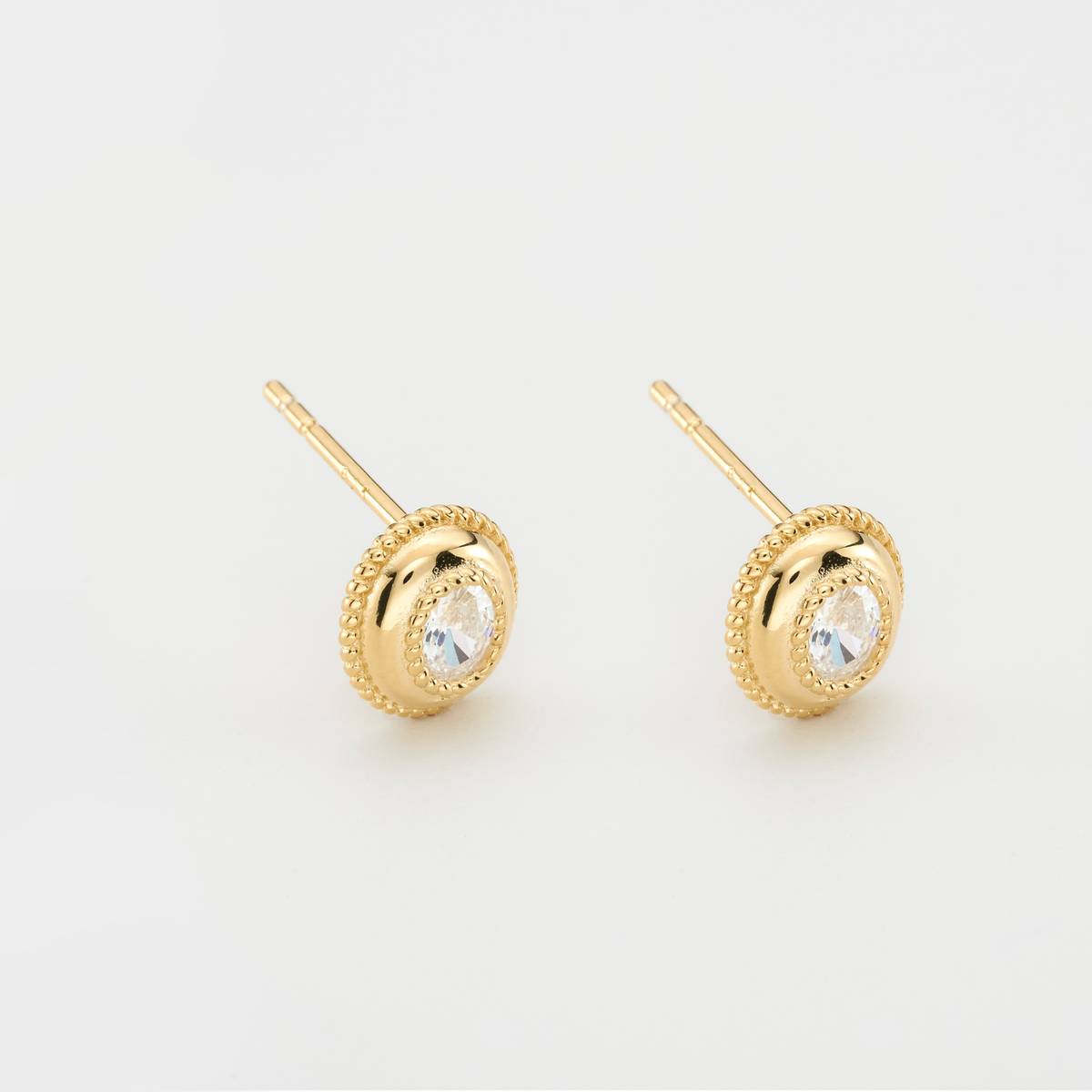 18k gold plated sterling silver oval cubic zirconia earrings