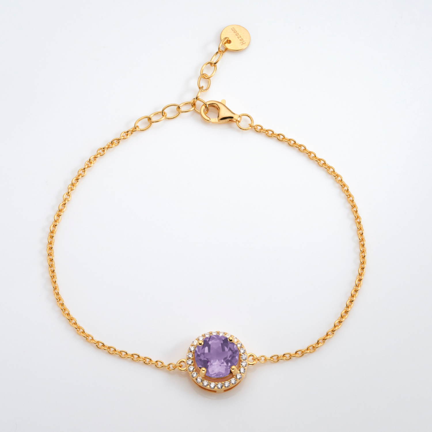 18k gold plated sterling silver Amethyst bracelet