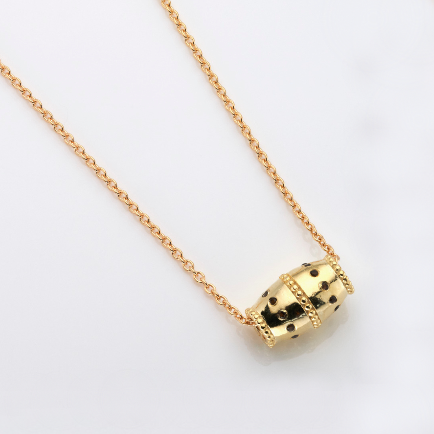 18k gold plated 925 sterling silver citrine barrel necklace