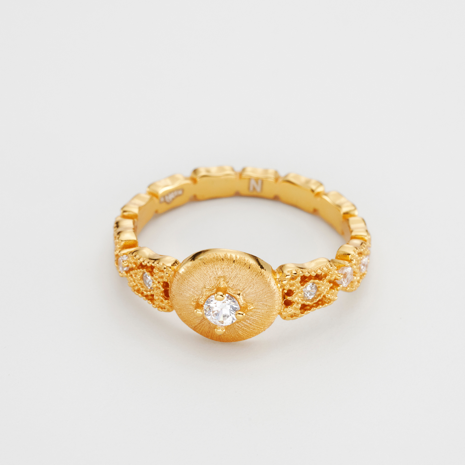 24k gold cubic zirconia ring