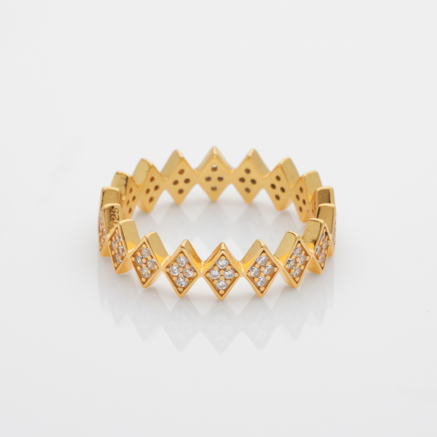 18k gold plated 925 sterling silver crown cubic zirconia ring