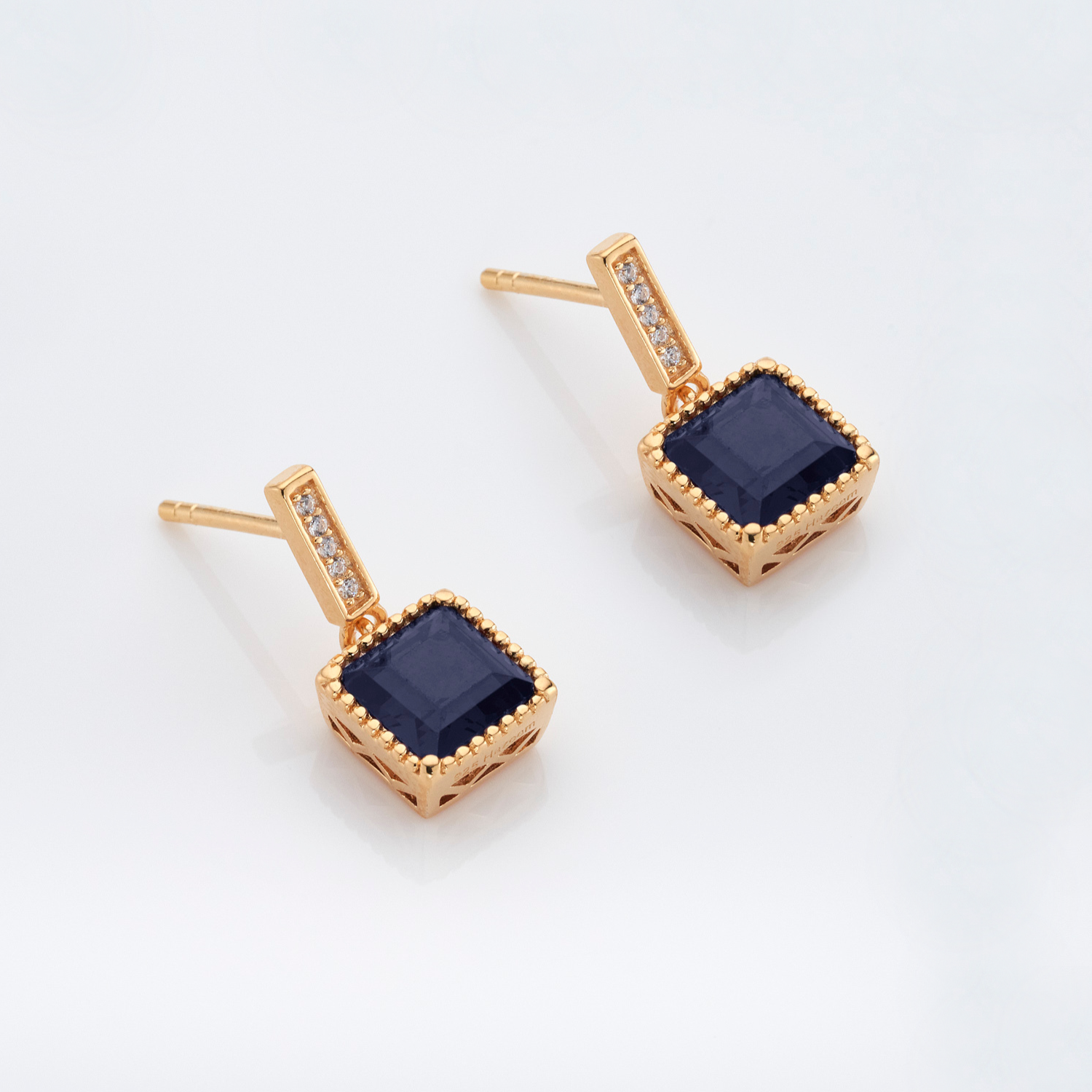 18k gold plated sterling silver Sapphire earrings