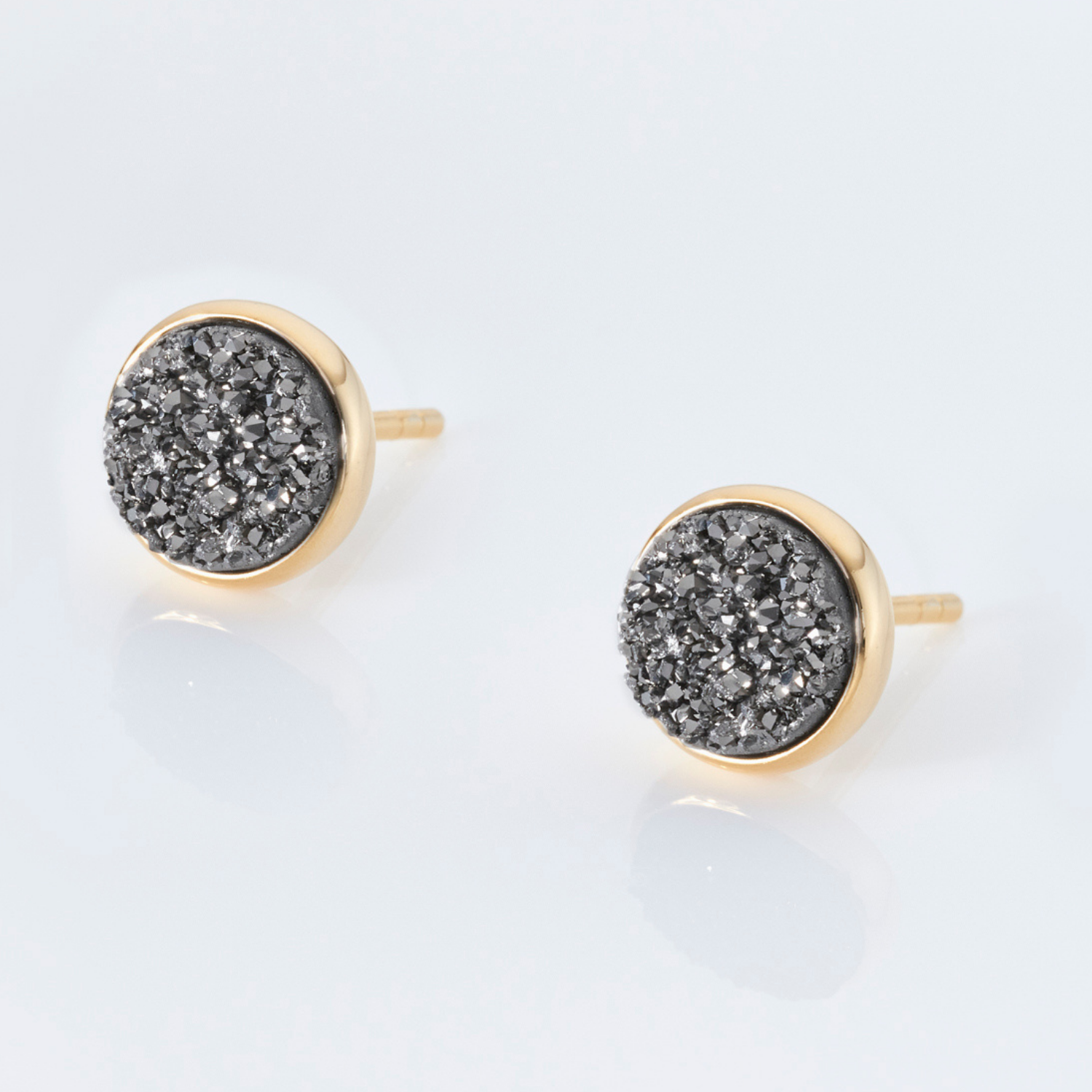 18k gold plated sterling silver Silver Druzy stud earrings