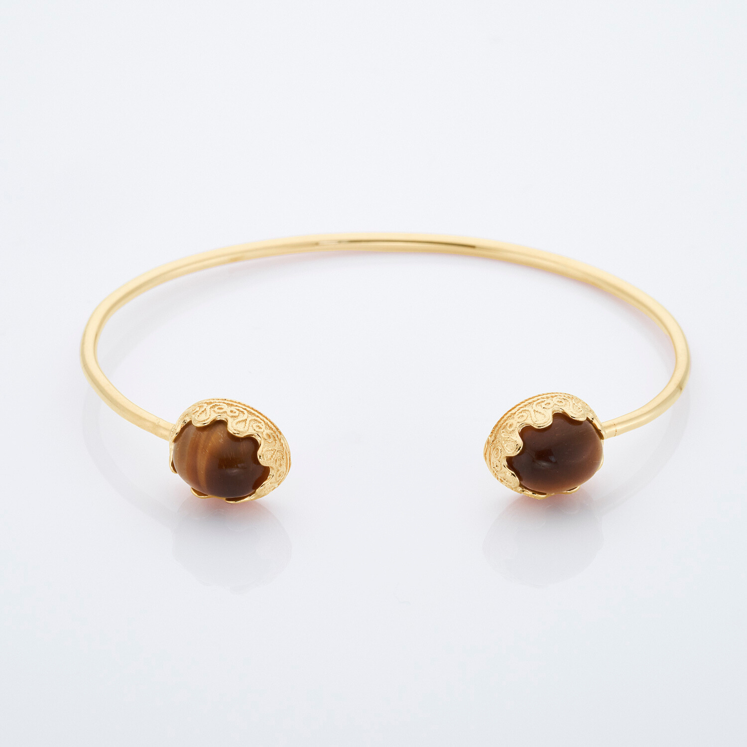 18k gold plated 925 sterling silver tiger's eye bangle