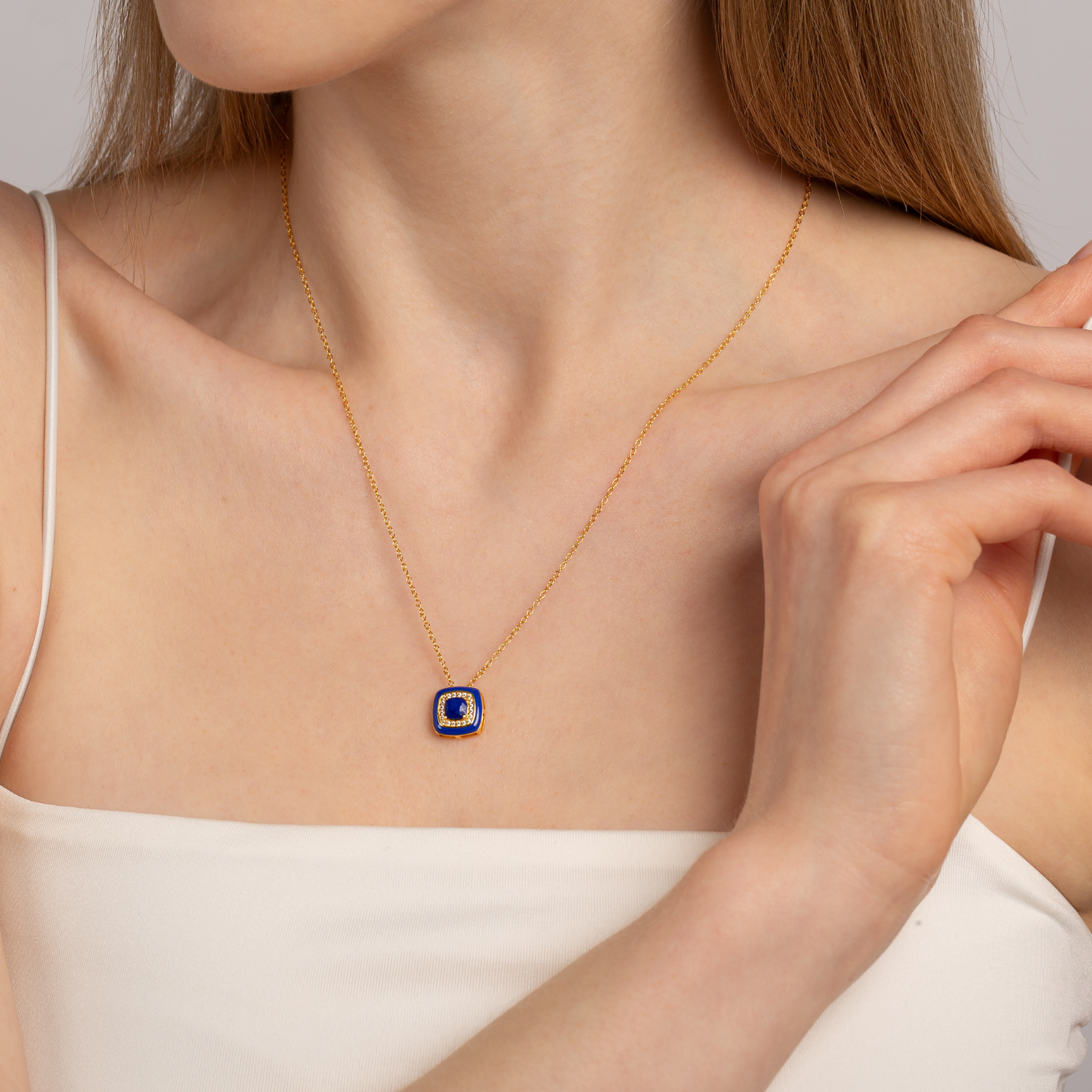 18k gold plated sterling silver Lapis necklace