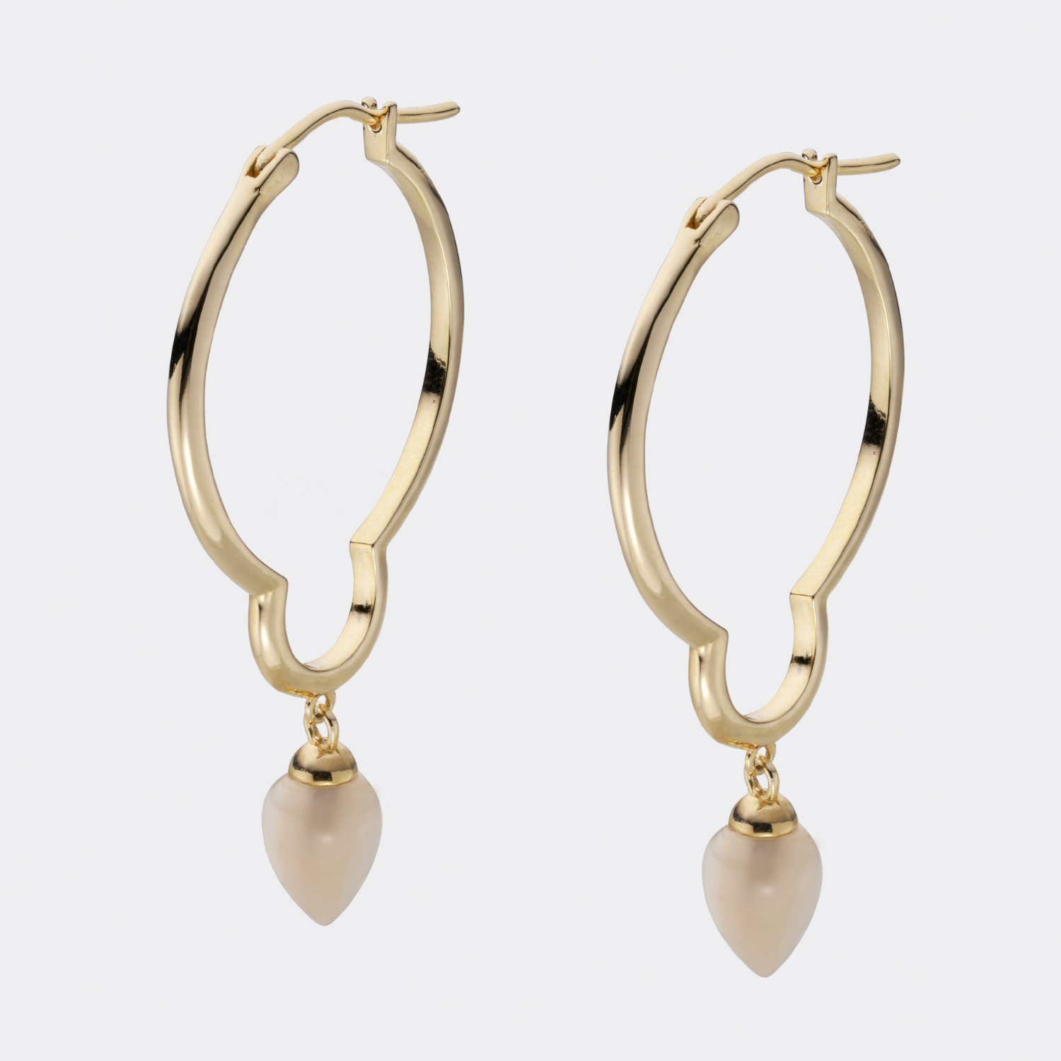 18k gold plated sterling silver Pearl hoop earrings