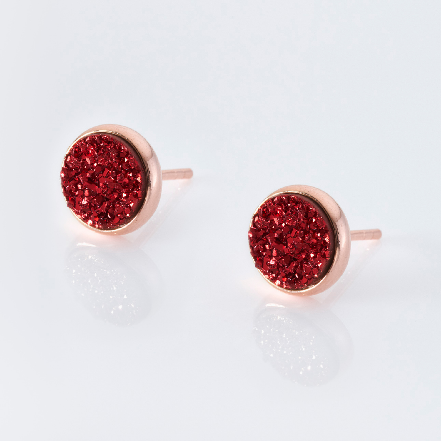 18k rose gold plated sterling silver Red Druzy stud earrings
