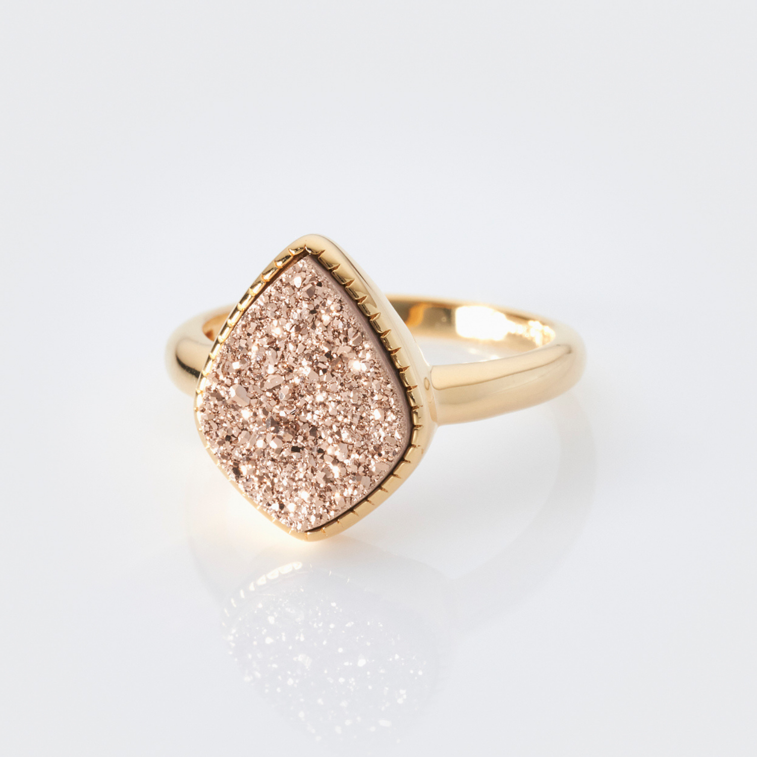 18k gold plated sterling silver Rose Druzy ring