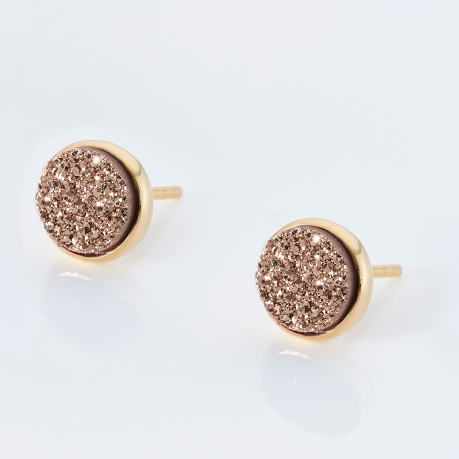 18k gold plated sterling silver Rose Druzy stud earrings