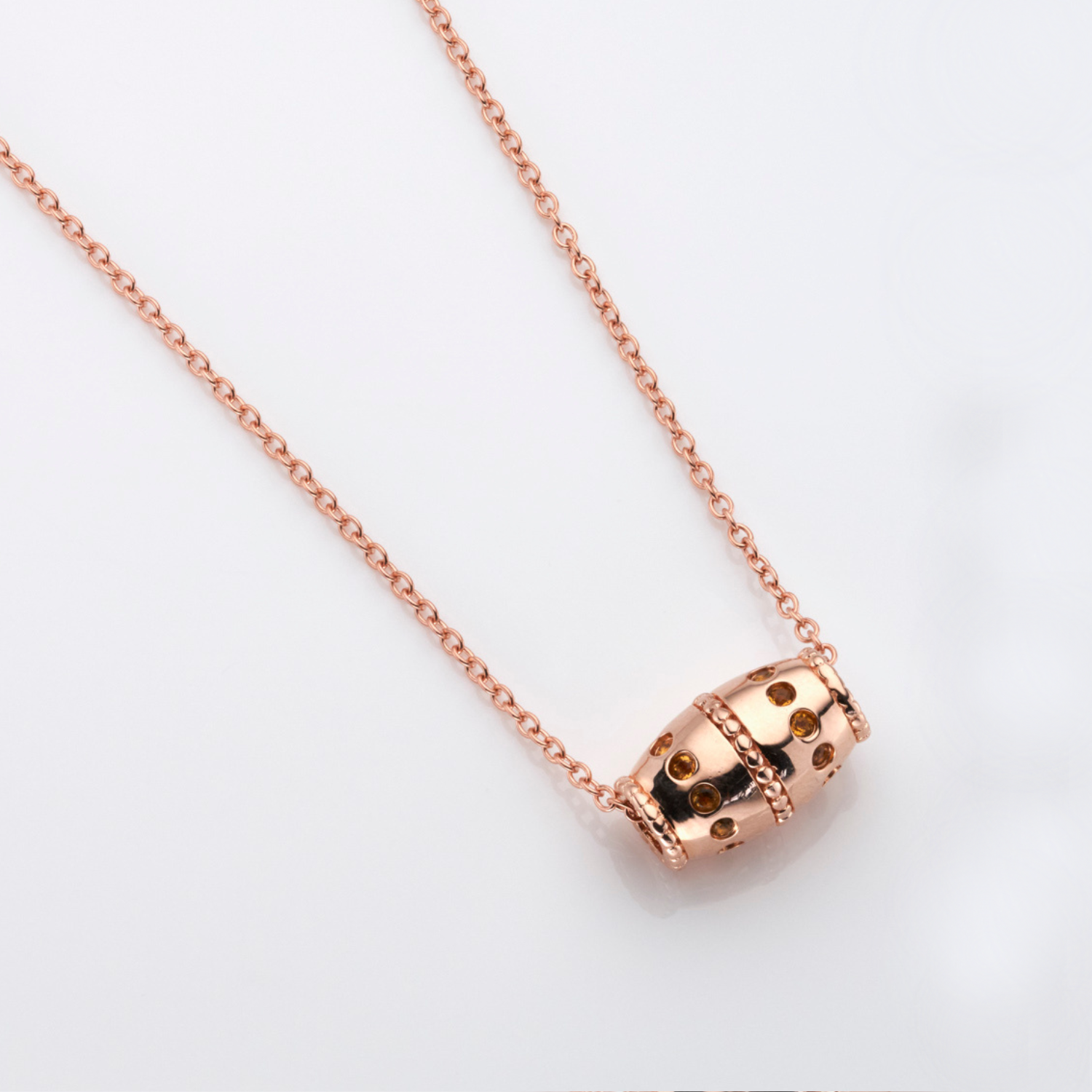18k rose gold citrine barrel necklace