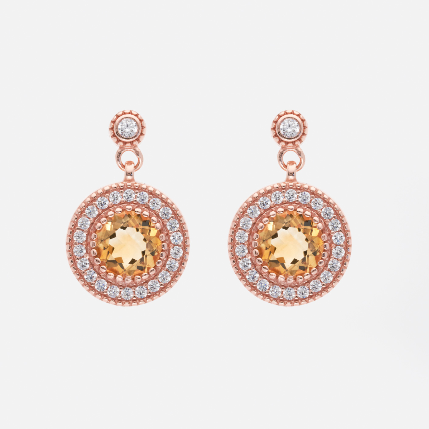 8k rose gold plated sterling silver Citrine earrings
