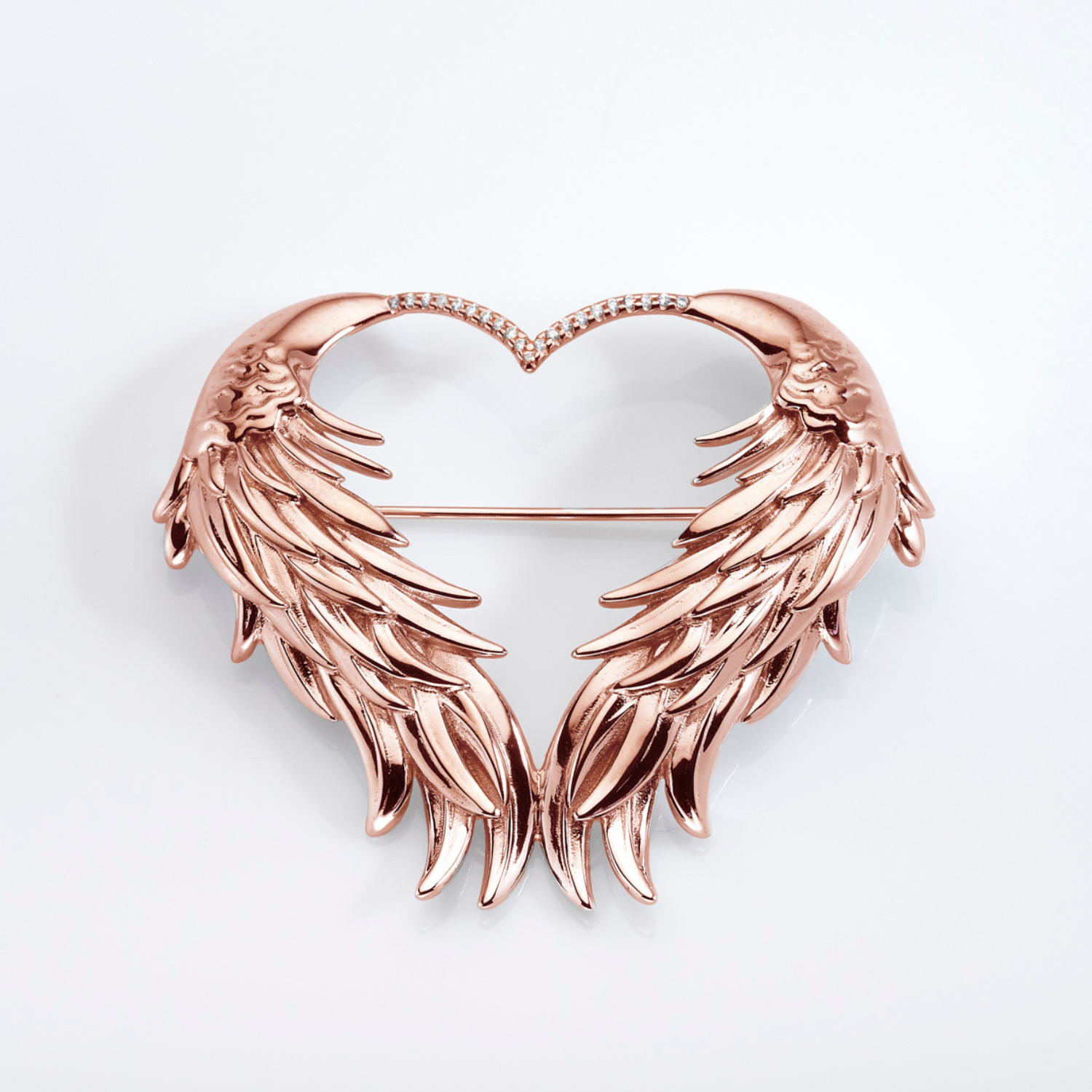18k rose gold plated 925 sterling silver heart wings luckenbooth brooch