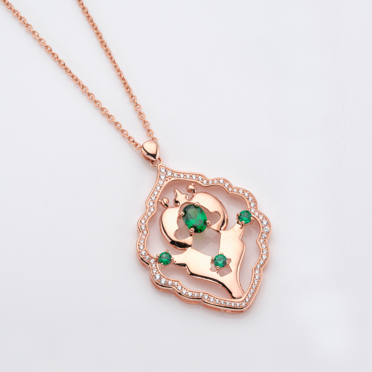 18k rose gold plated 925 sterling silver peridot necklace inspired by Iznik artistry