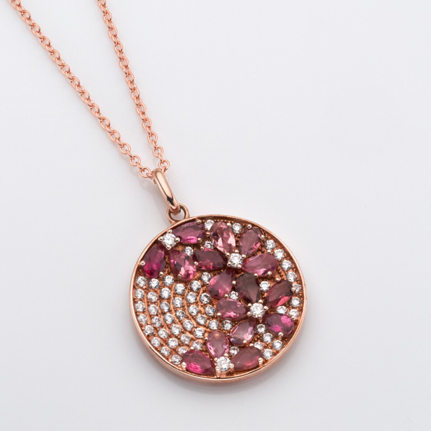18k rose gold plated sterling silver Pink Tourmaline necklace