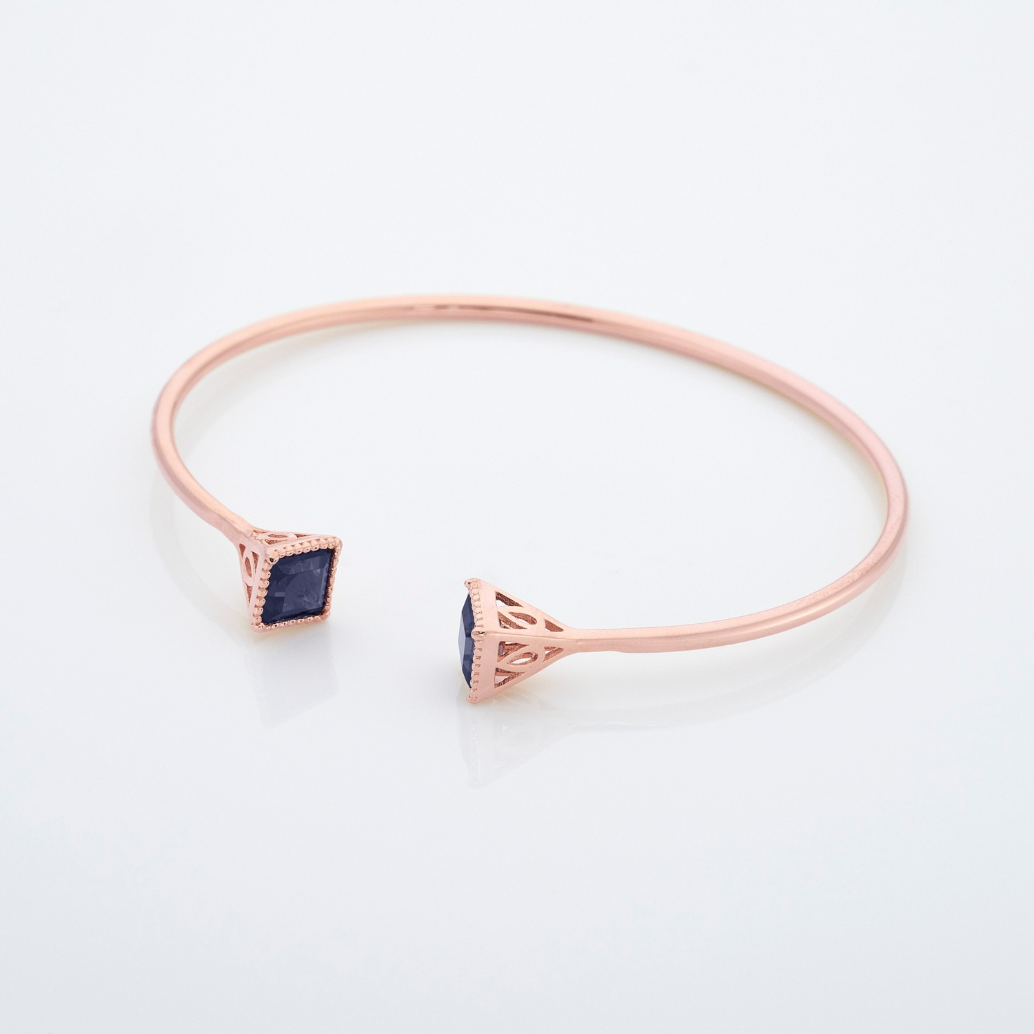 18k rose gold plated sterling silver Sapphire bangle