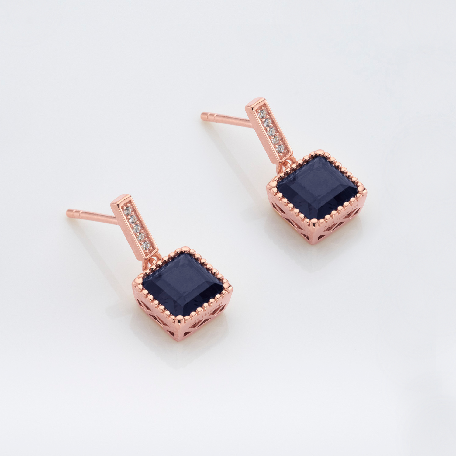 8k rose gold plated sterling silver Sapphire earrings
