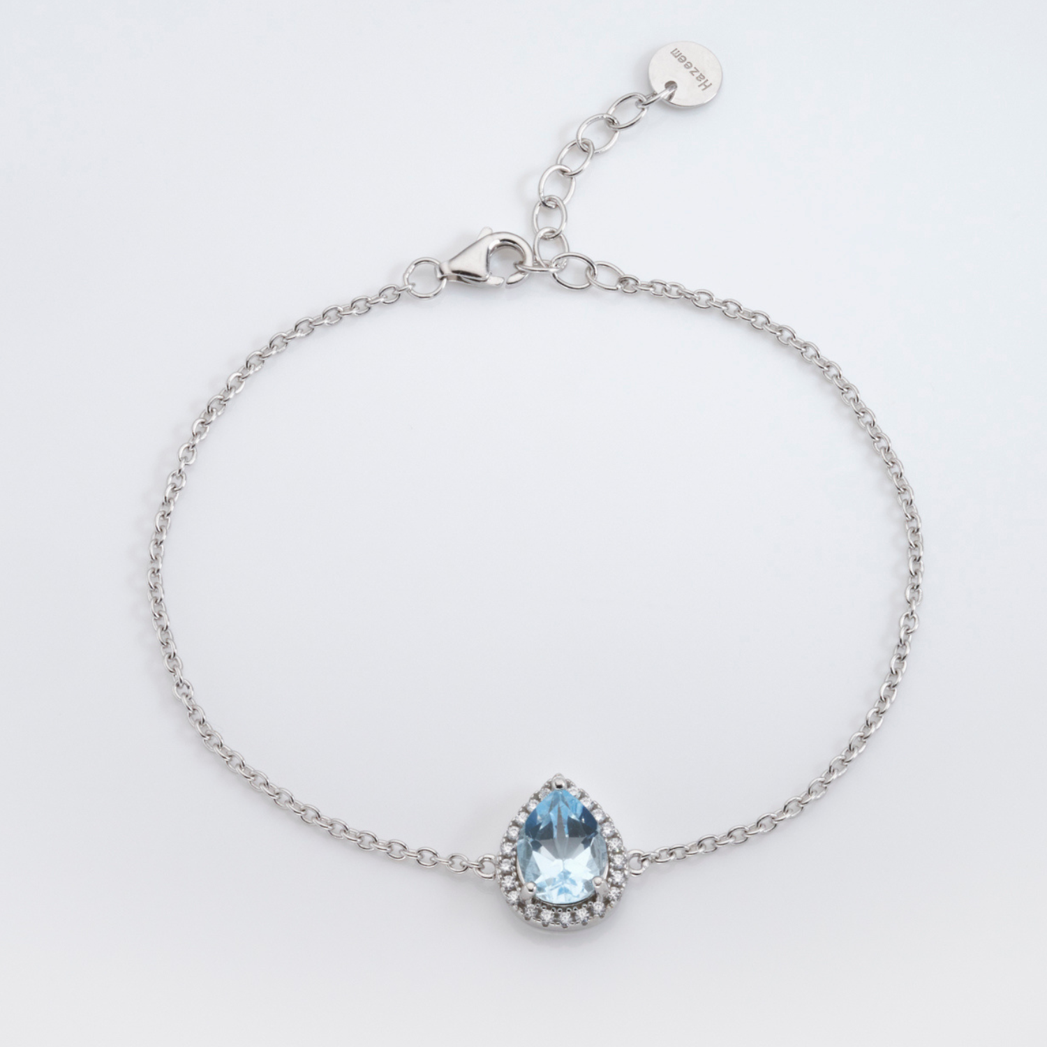 925 sterling silver pear drop blue topaz bracelet