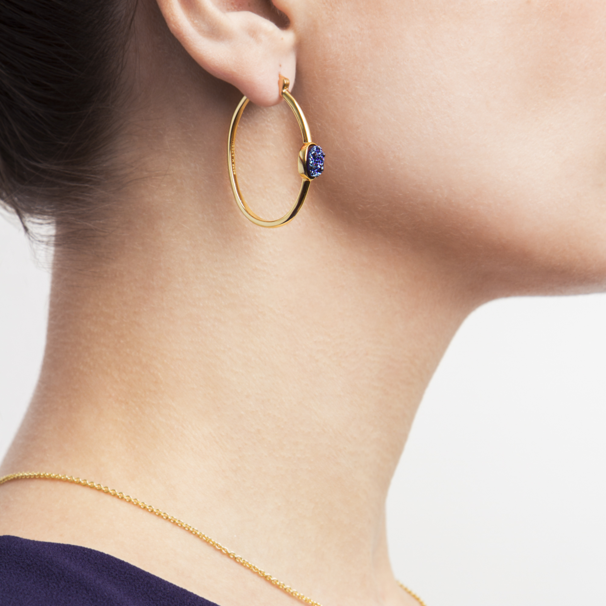 Elara's Gold Blue Hoops - H.AZEEM London