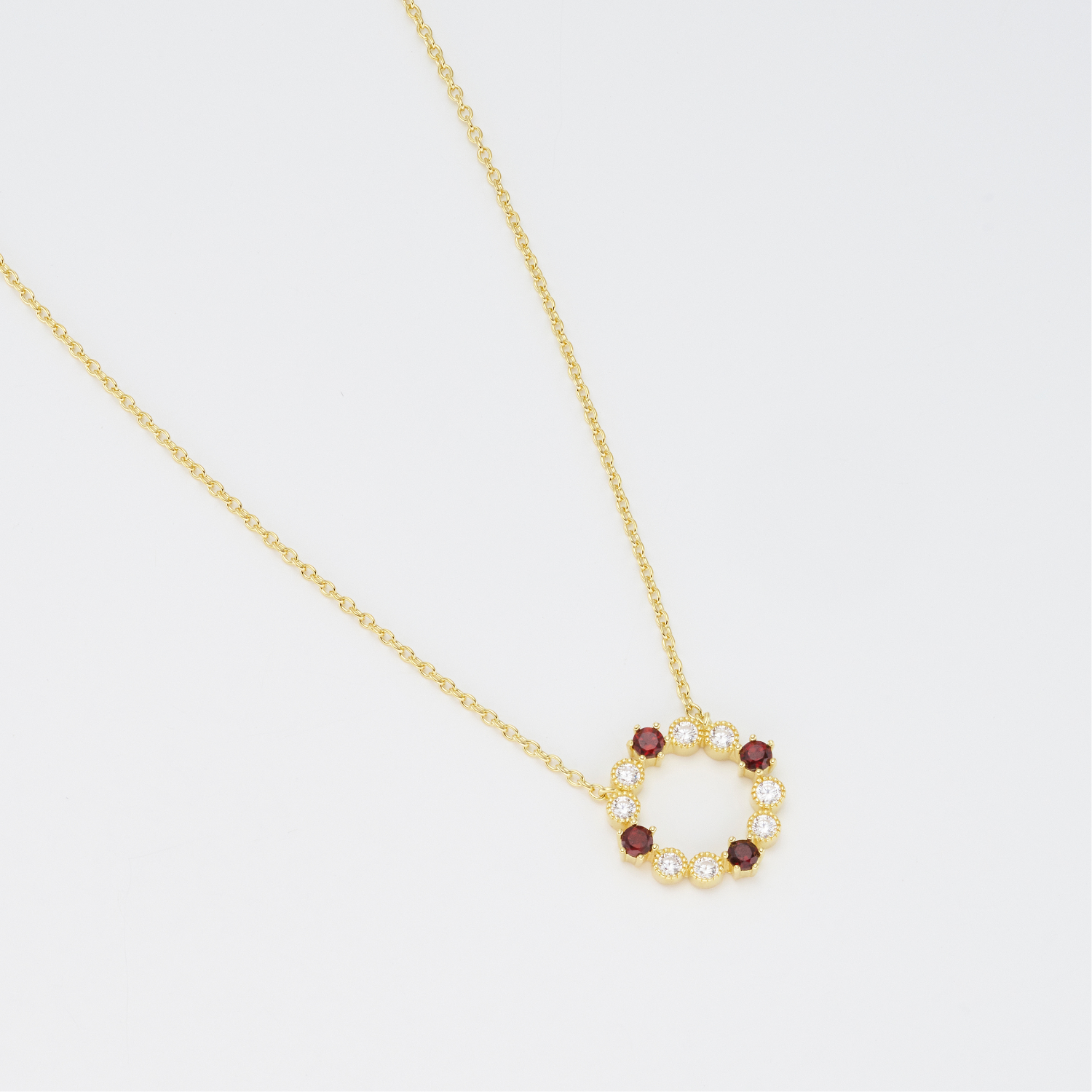 Victoria Round Garnet Necklace