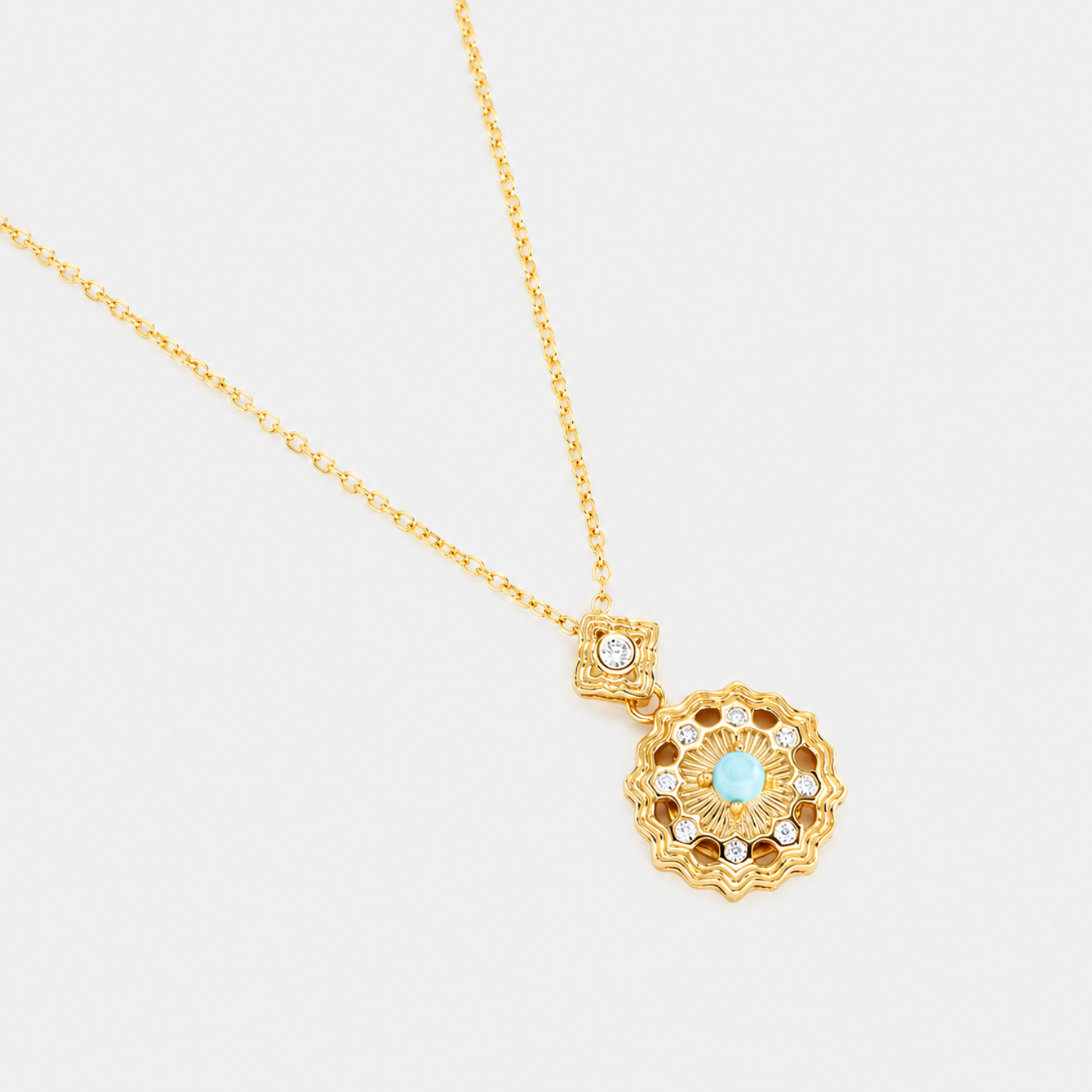 18k gold plated sterling silver blue larimar necklace