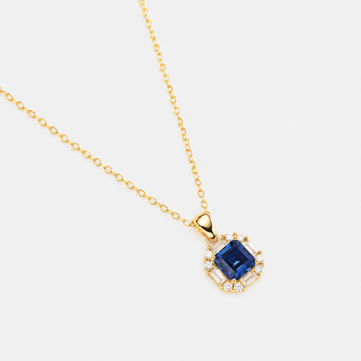 18k gold plated sterling silver sapphire necklace