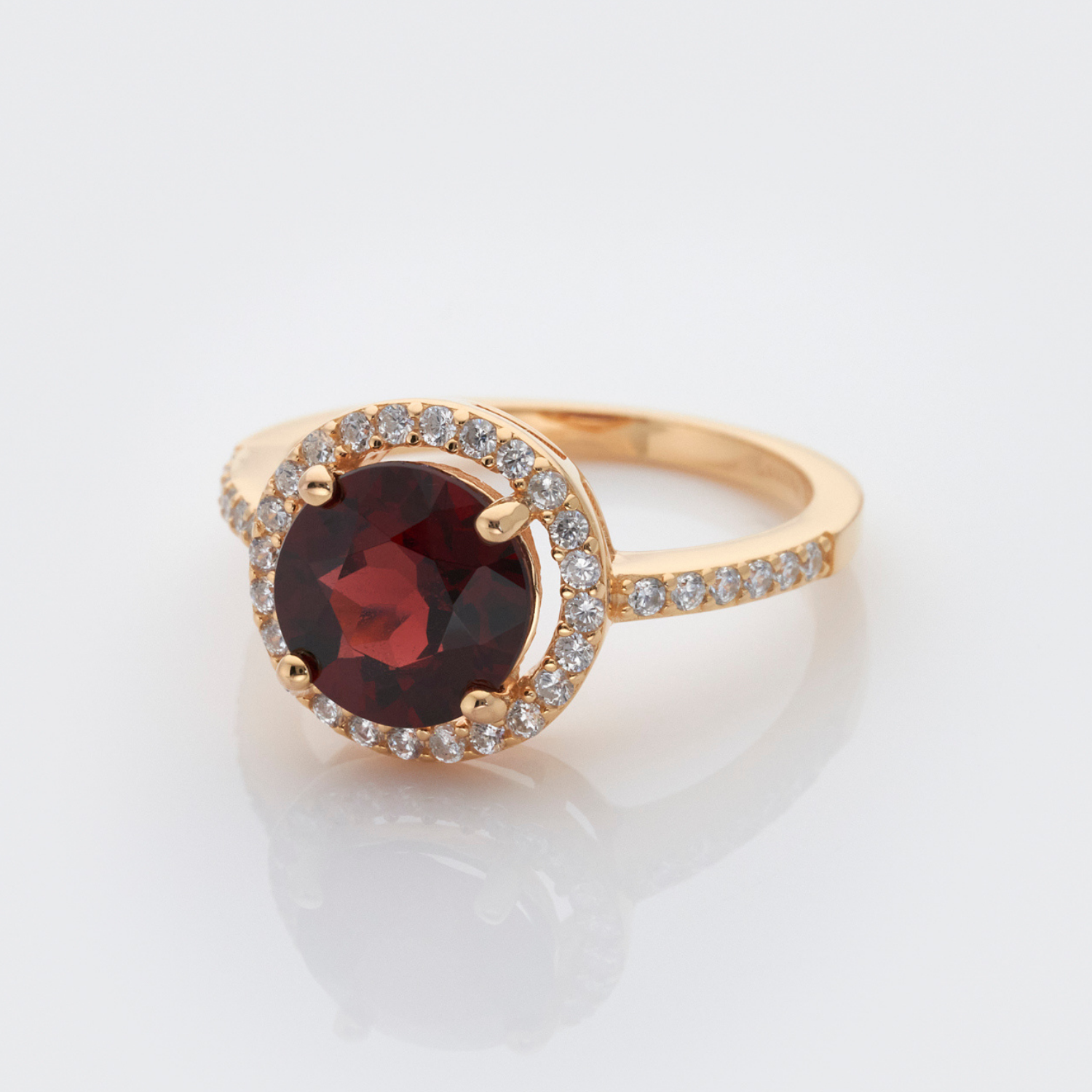 18k gold plated 925 sterling silver garnet gemstone ring