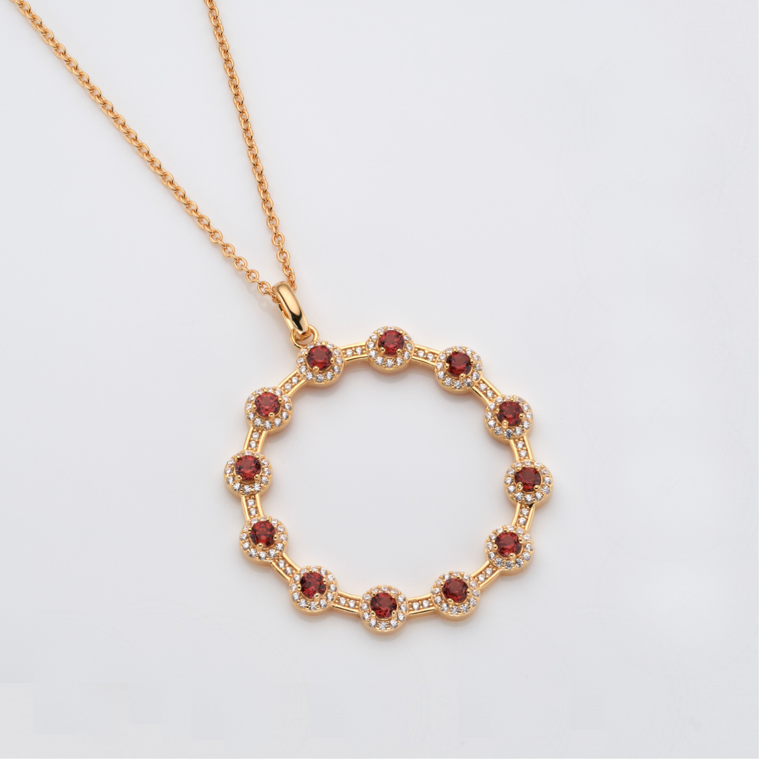 18k gold 925 sterling silver garnet statement necklace