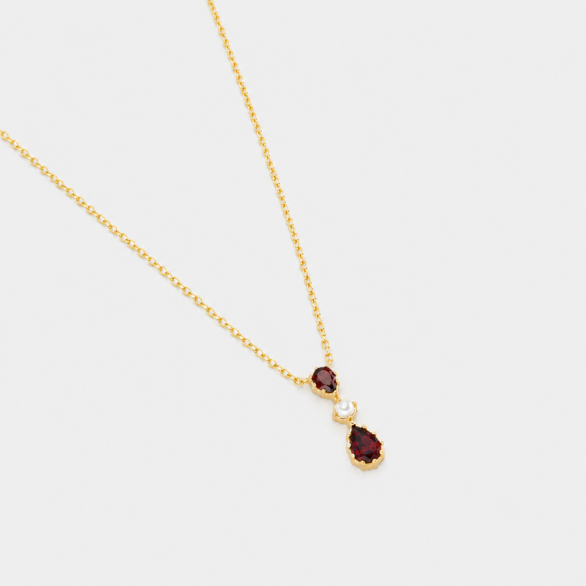 18k gold plated sterling silver garnet tiara necklace