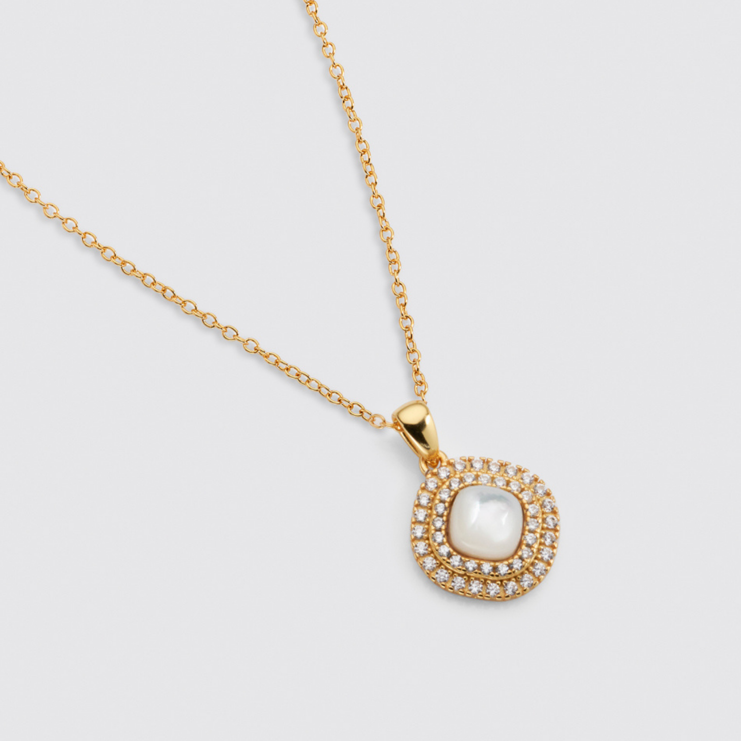 18k gold 925 sterling silver mother of pearl necklace