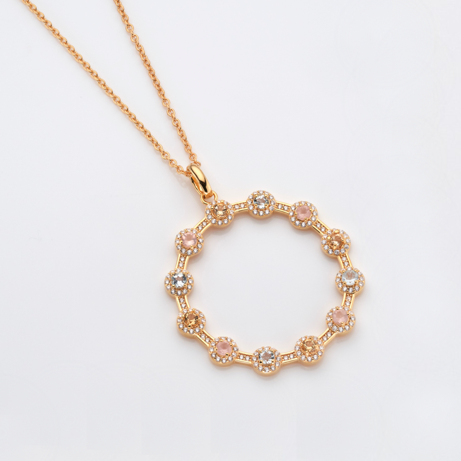 18k gold 925 sterling silver multi gemstone necklace