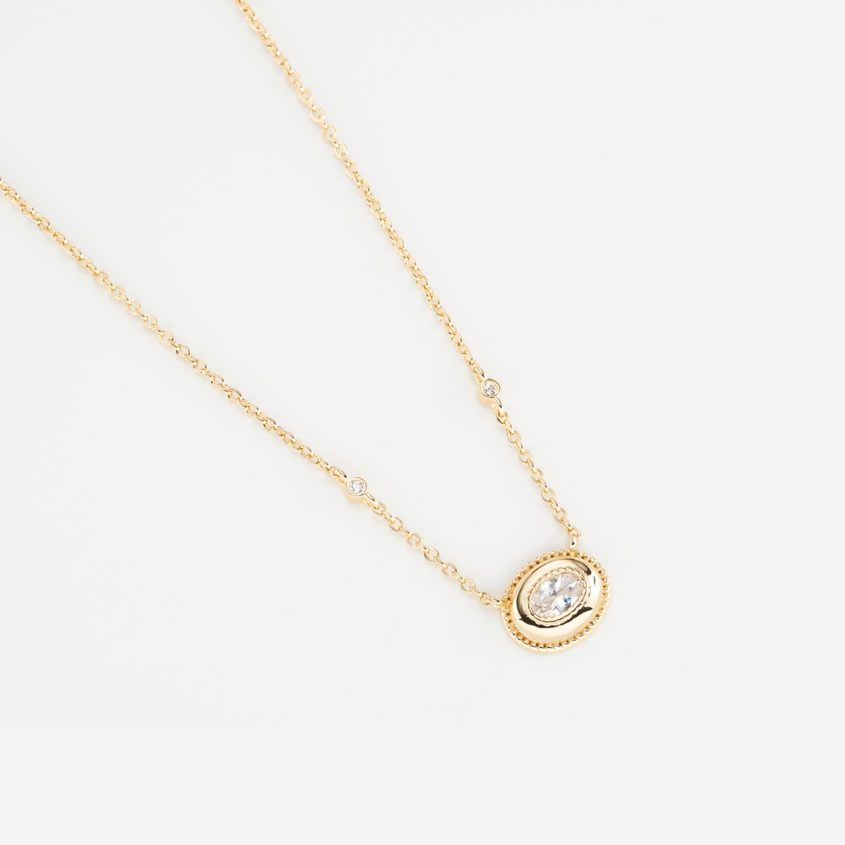 18k gold plated sterling silver oval cubic zirconia necklace
