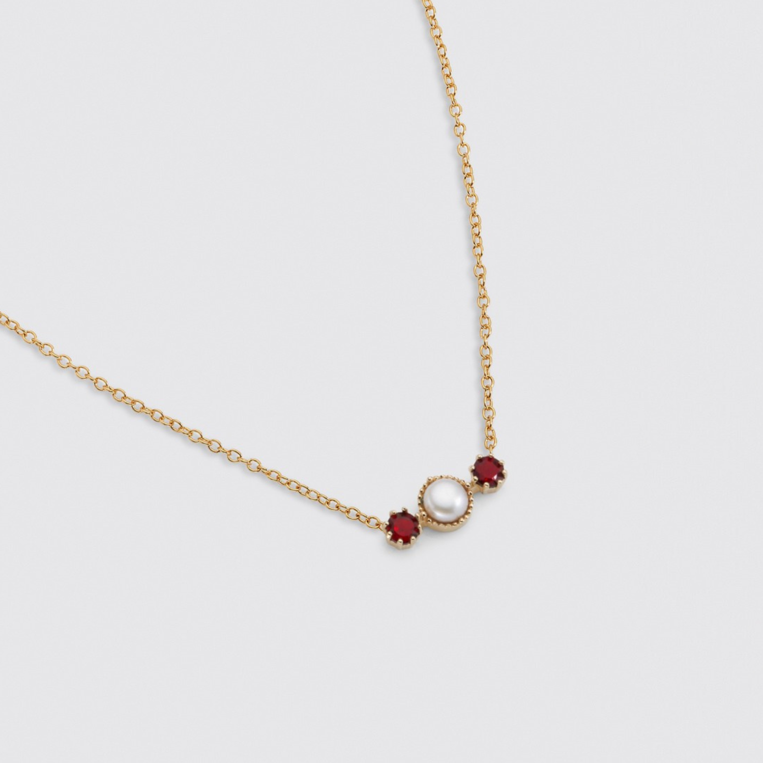 18k gold 925 sterling silver garnet pearl necklace