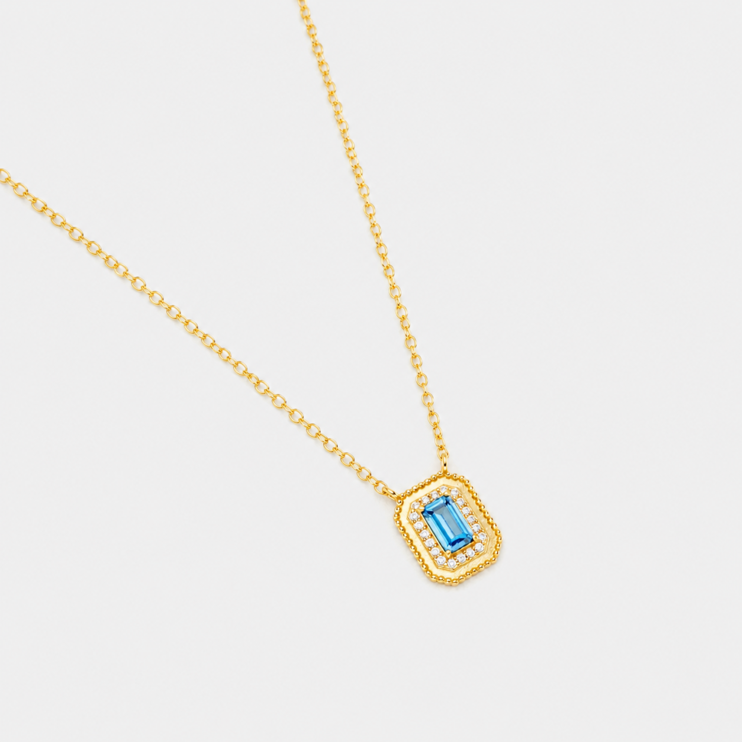 18k gold plated sterling silver synthetic sapphire necklace