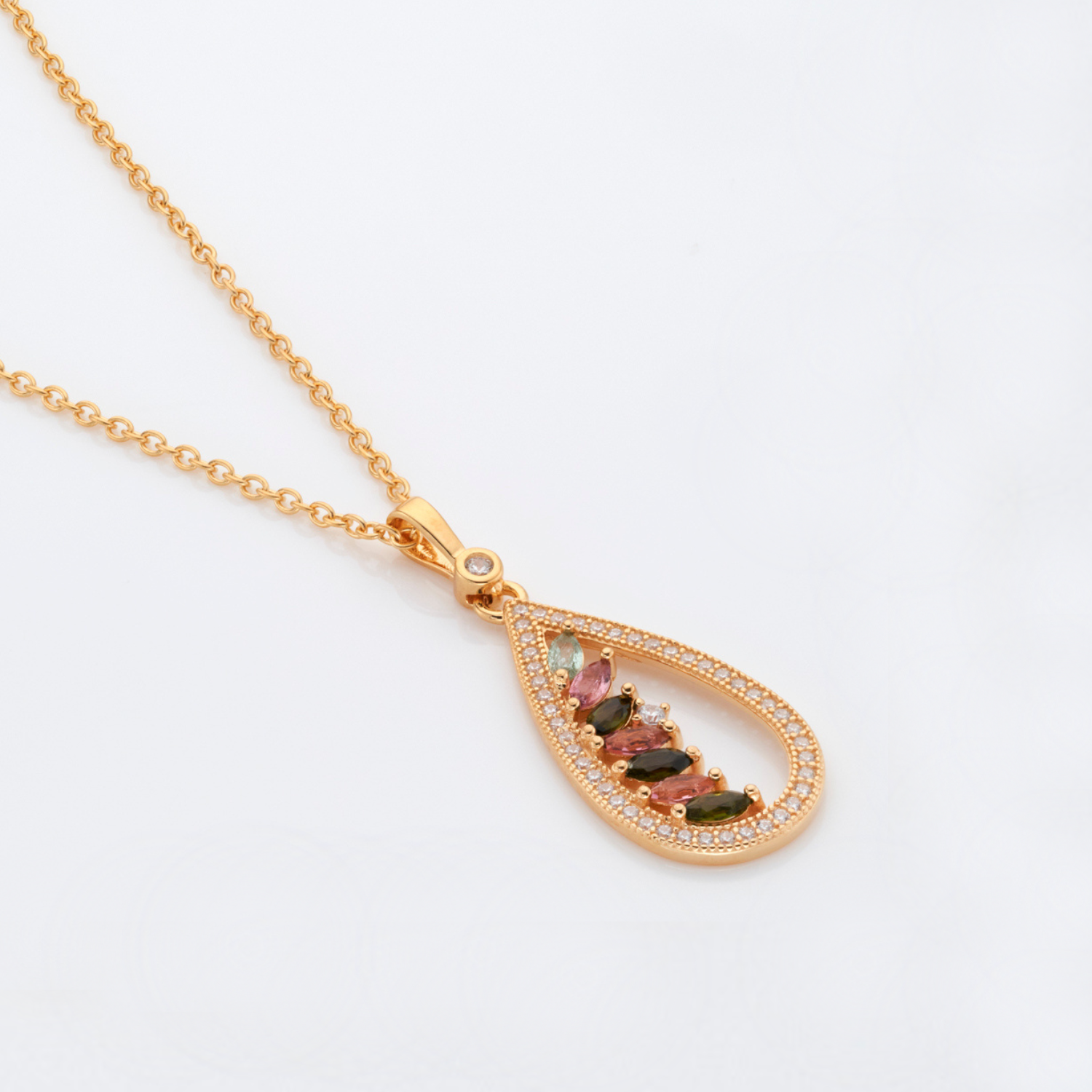 18k gold 925 sterling silver tourmaline necklace