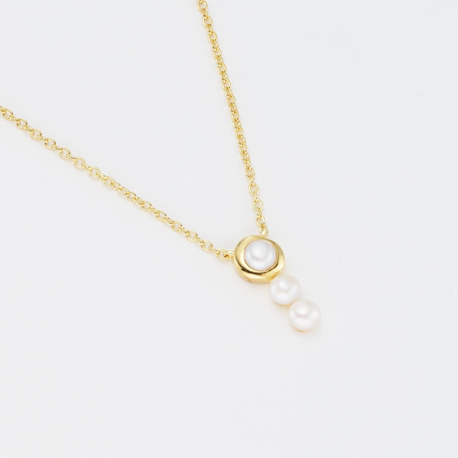 18k gold plated 925 sterling silver triple pearl necklace