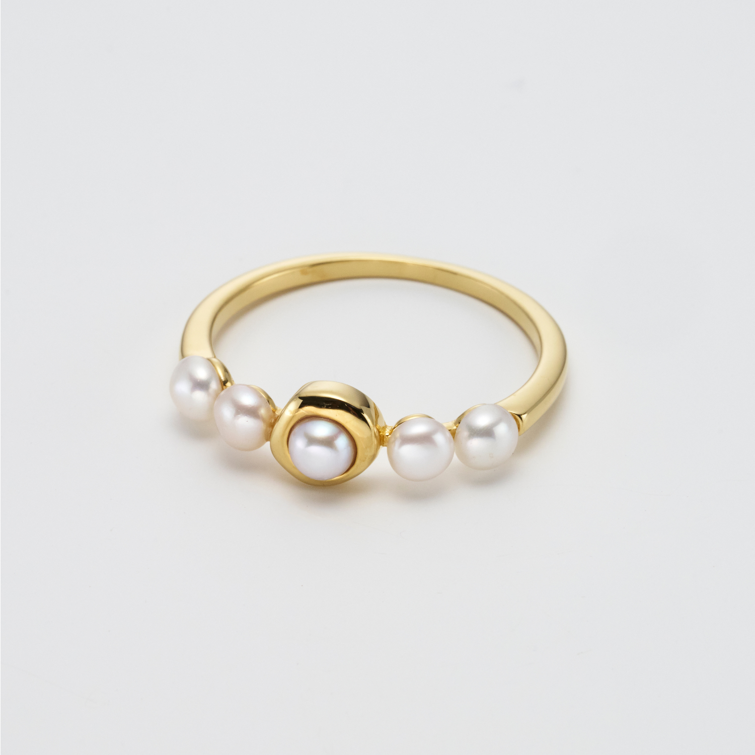 18k gold plated 925 sterling silver triple pearl ring