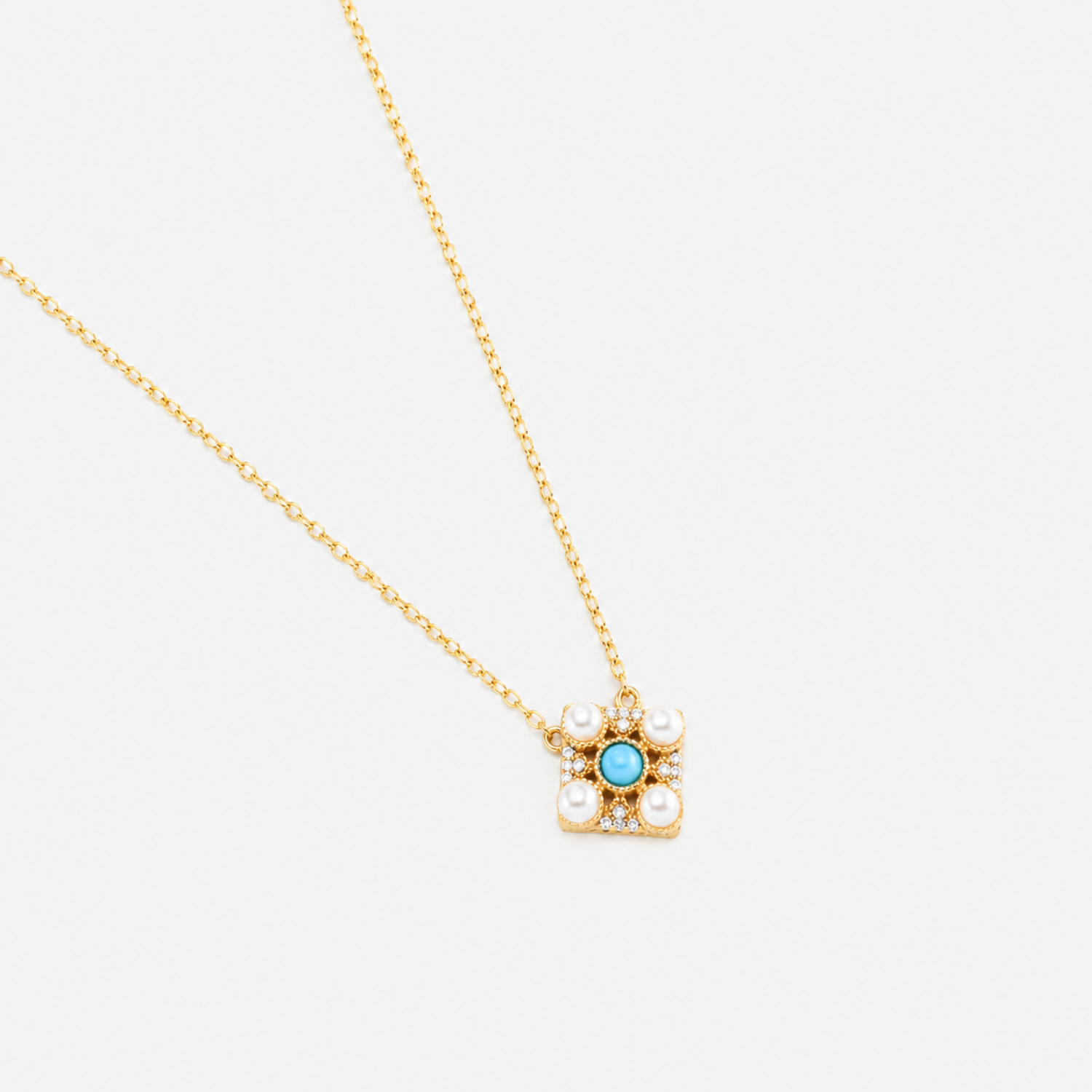 18k gold plated sterling silver turquoise pearl necklace