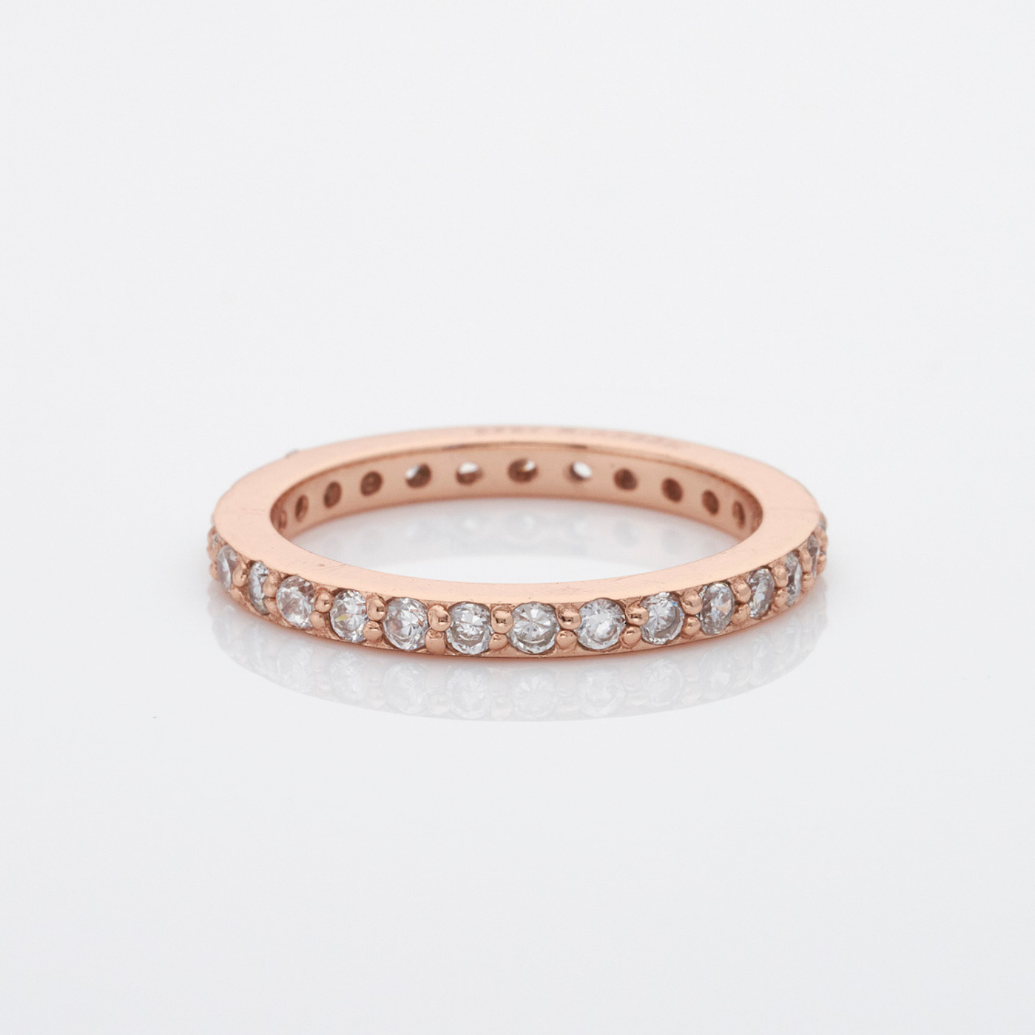 18k rose gold plated 925 sterling silver cubic zirconia stacking ring