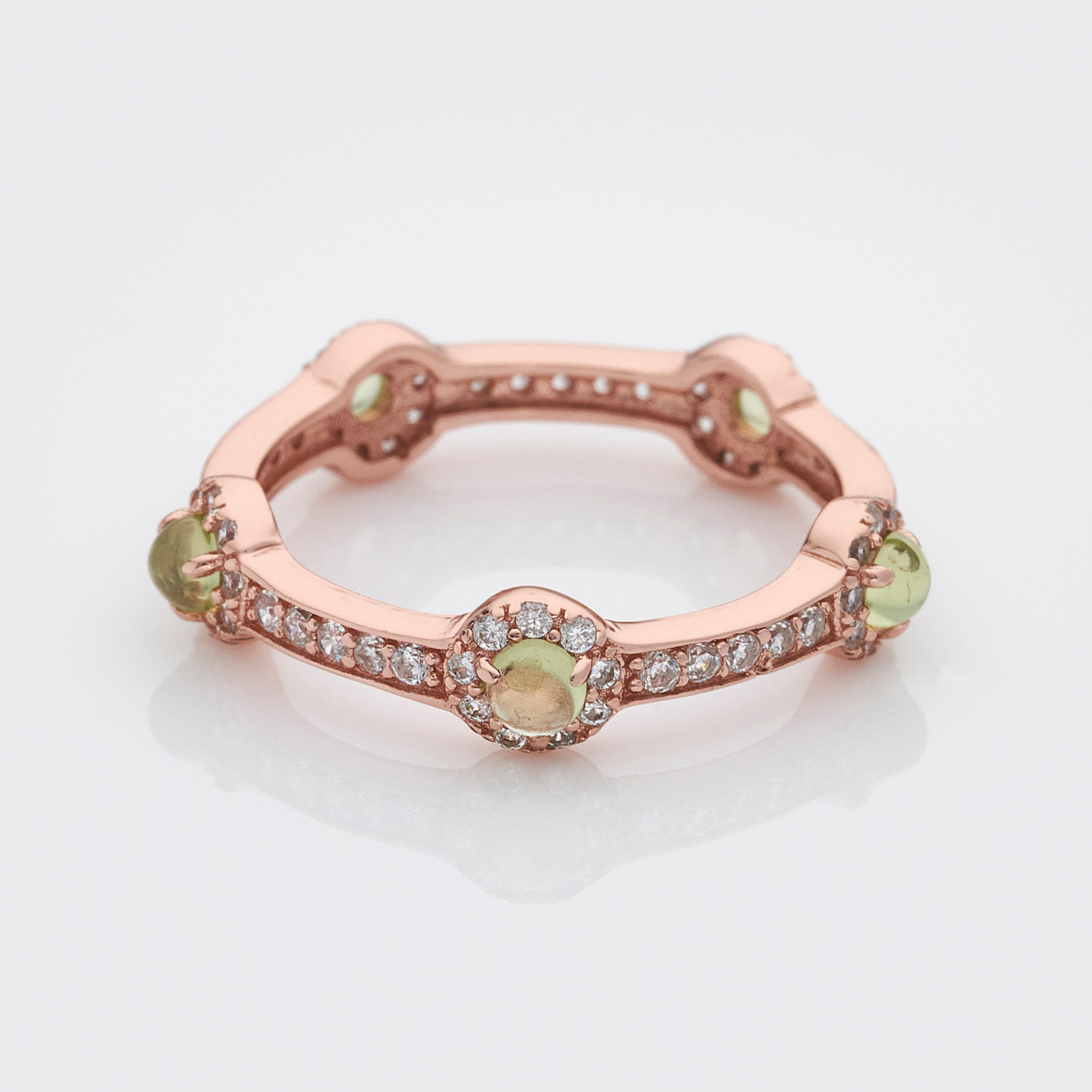 18k rose gold plated 925 sterling silver stacking stone peridot ring